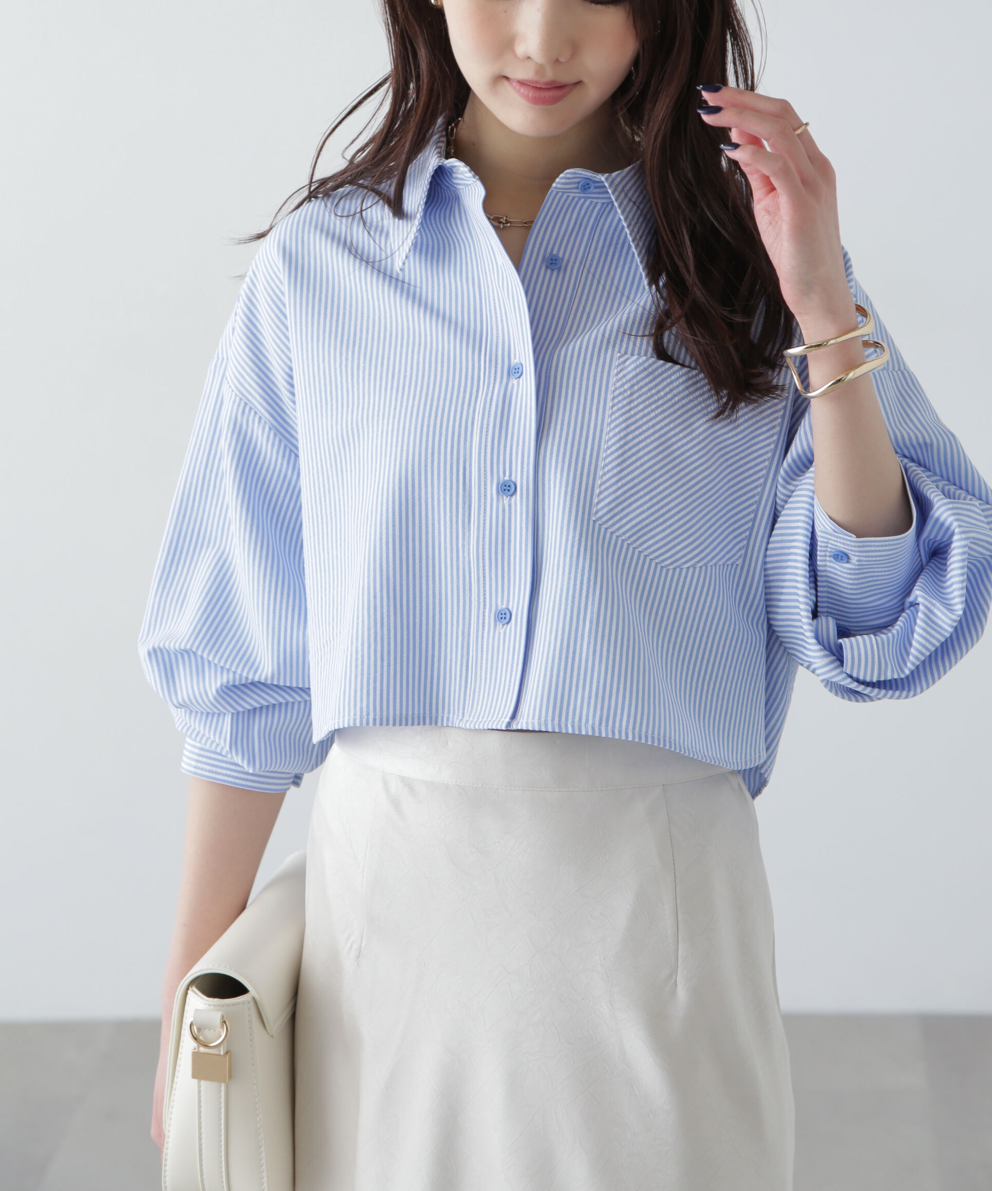  「バックレースアップショート丈シャツ」|シャツ・ブラウス|