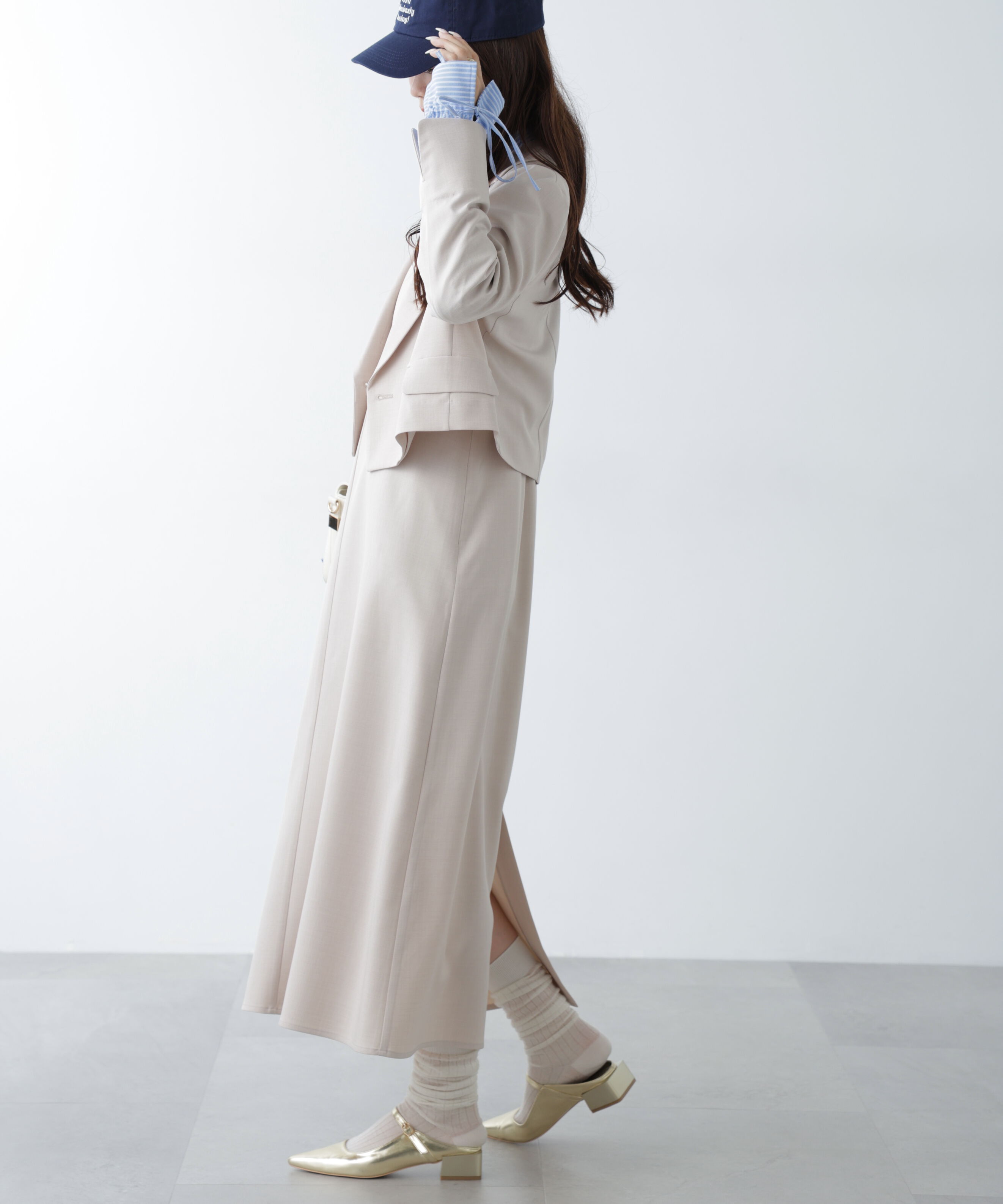  「梳毛調合繊ステッチナローキャミワンピース」|ワンピース|