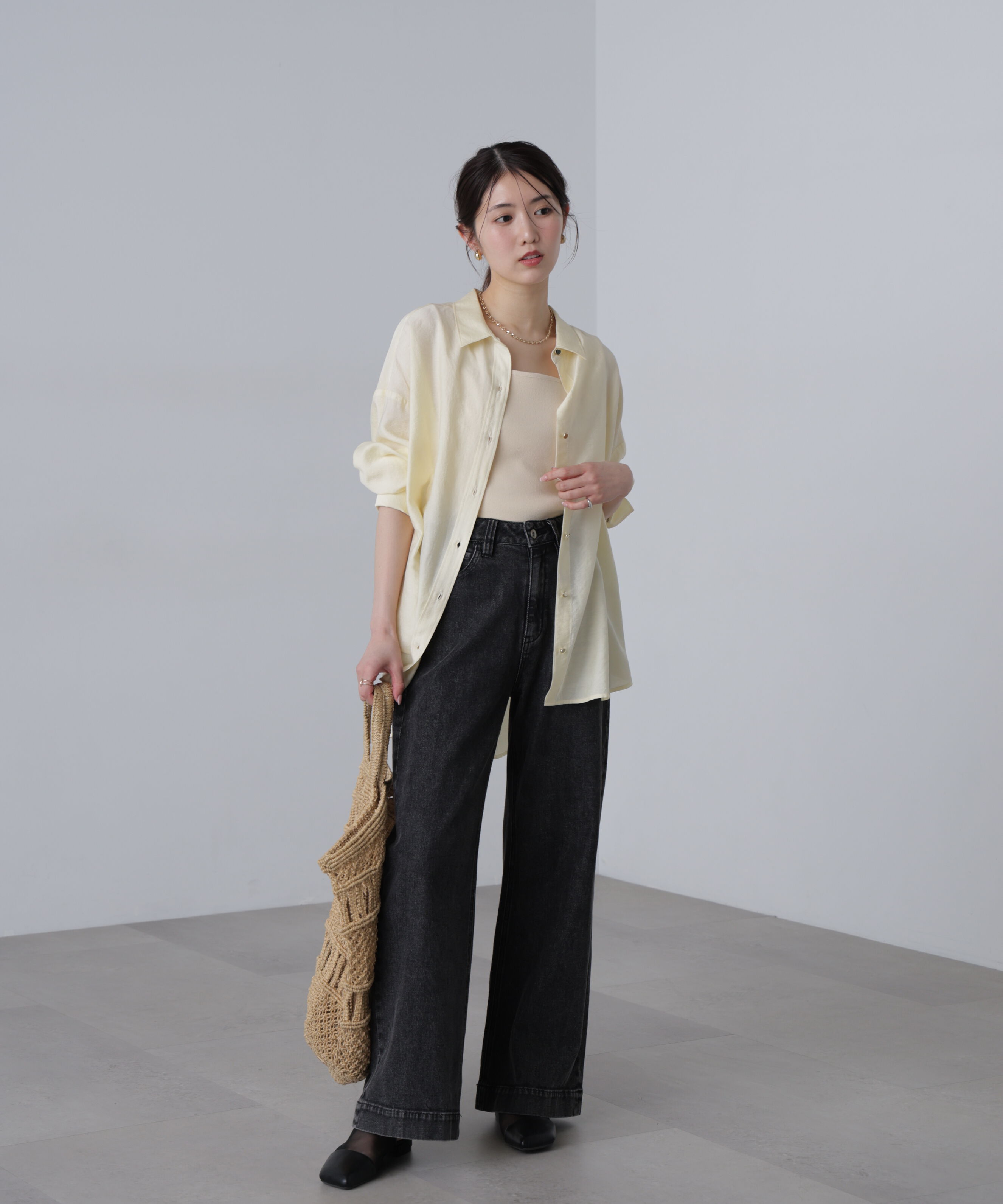  「〈洗える〉マシンウォッシャブル総針スクエアネックタンクニット」|ニット・セーター|