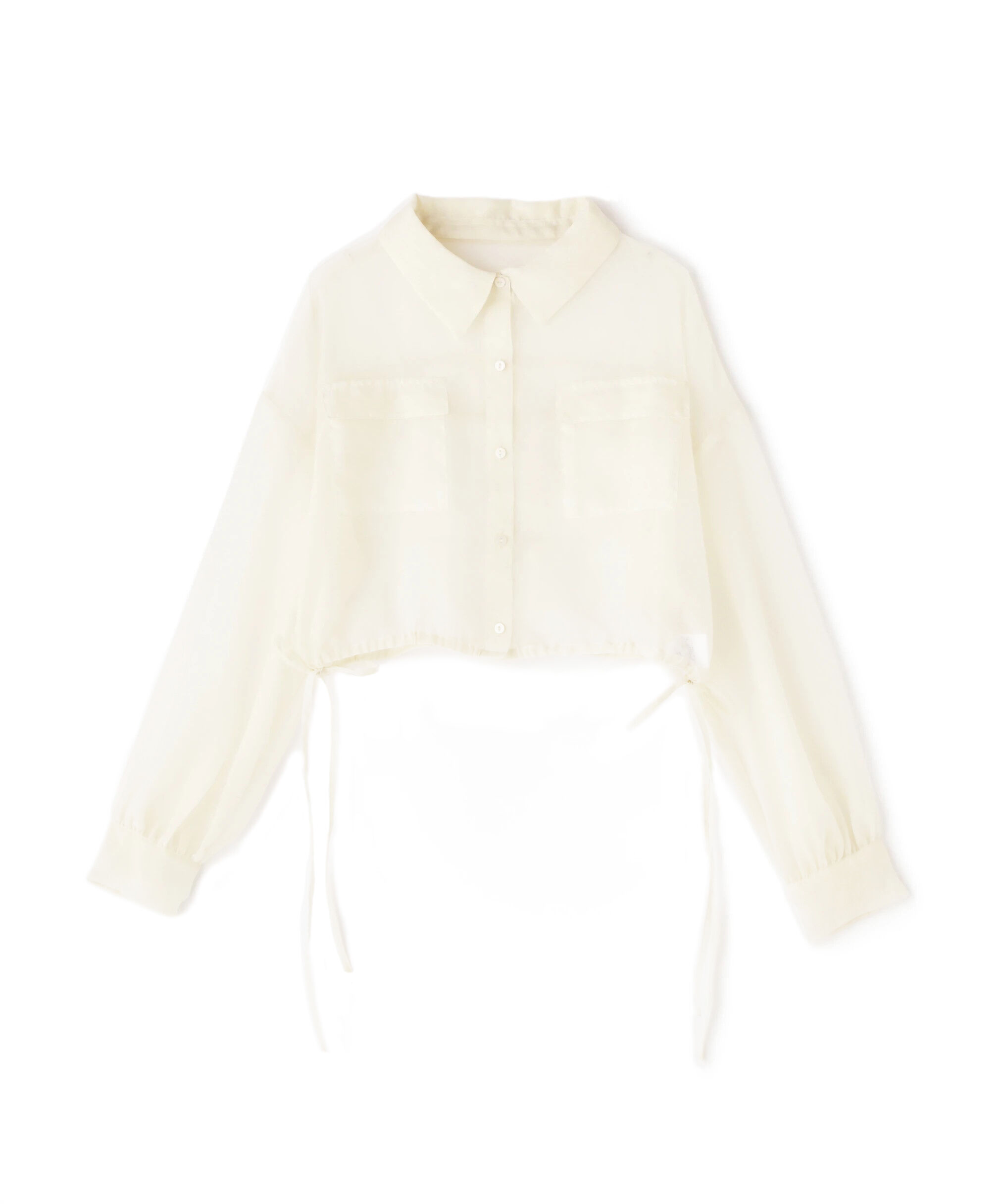  「裾ドロストショート丈シアーシャツ」|シャツ・ブラウス|