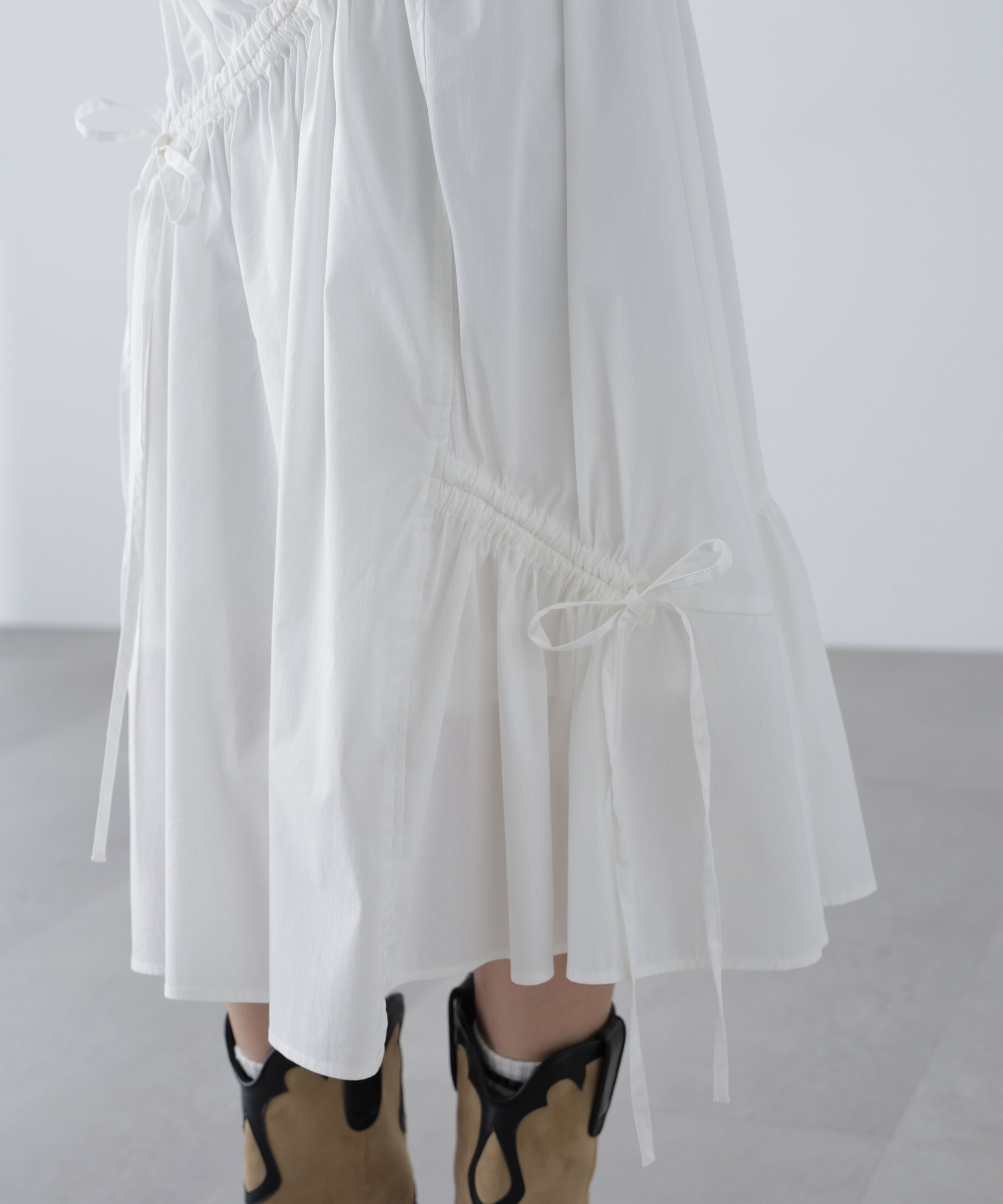  「アシメドロストリボンミディスカート」|スカート|