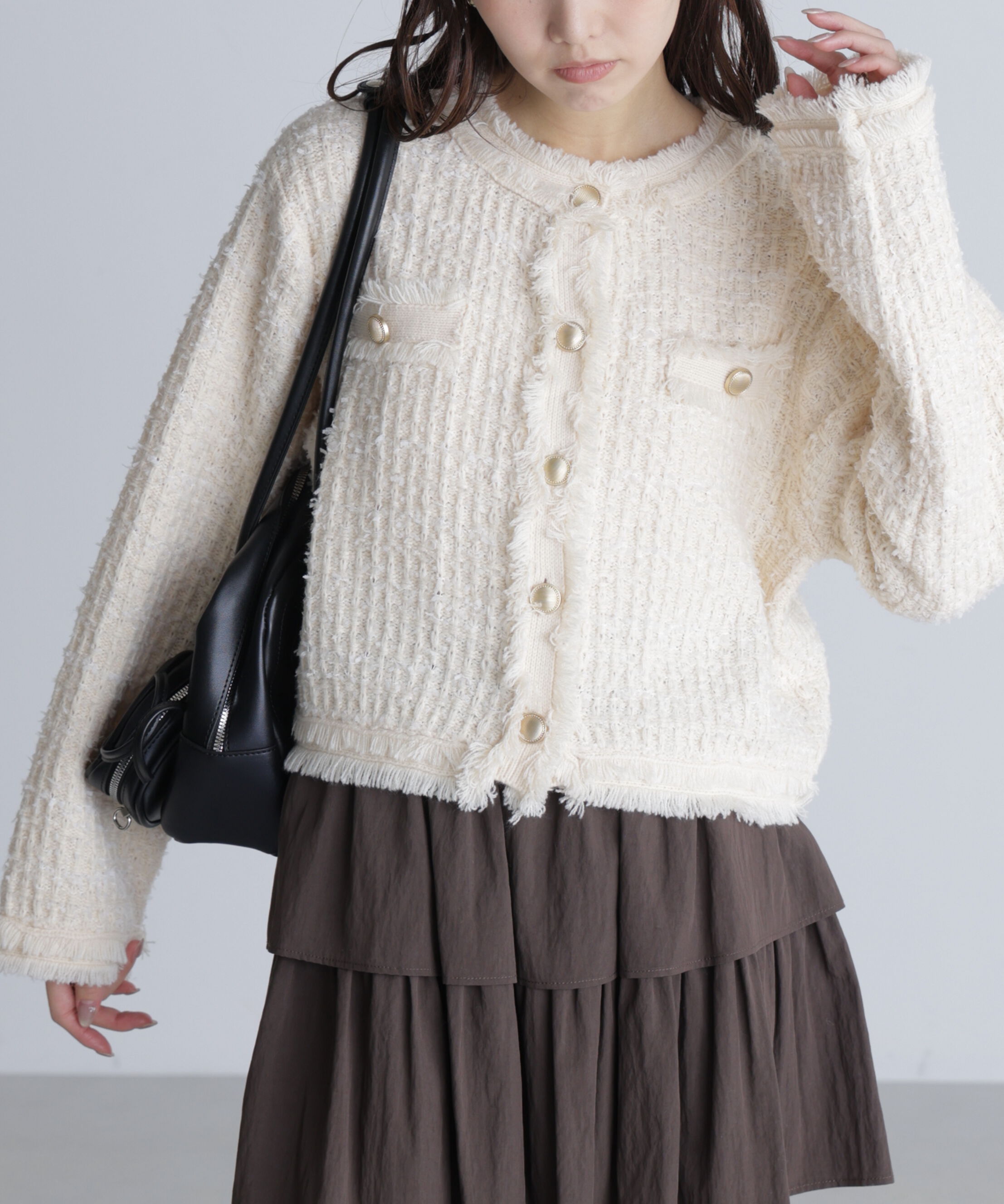  「ツィードニットカーディガン」|ニット・セーター|