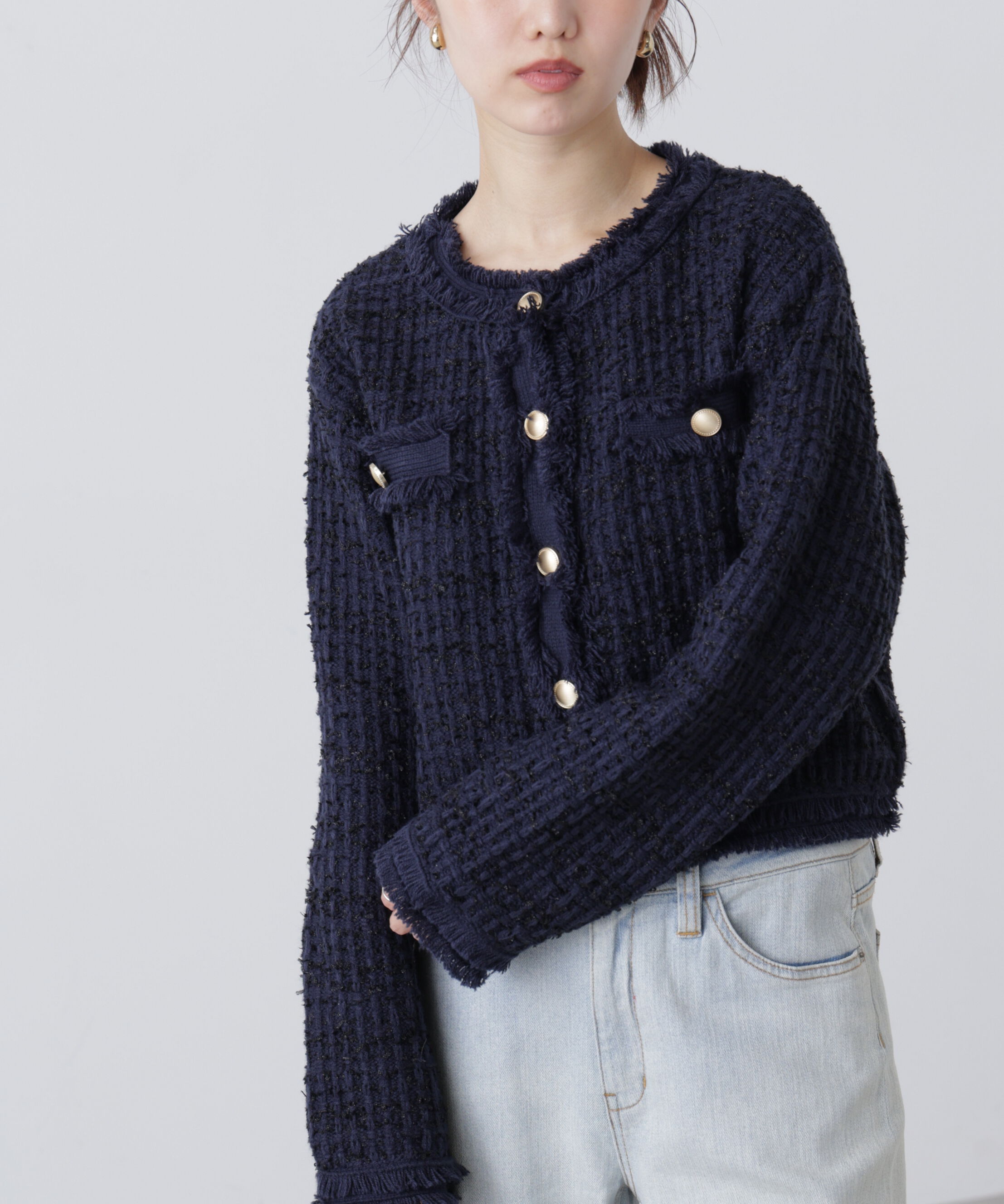  「ツィードニットカーディガン」|ニット・セーター|