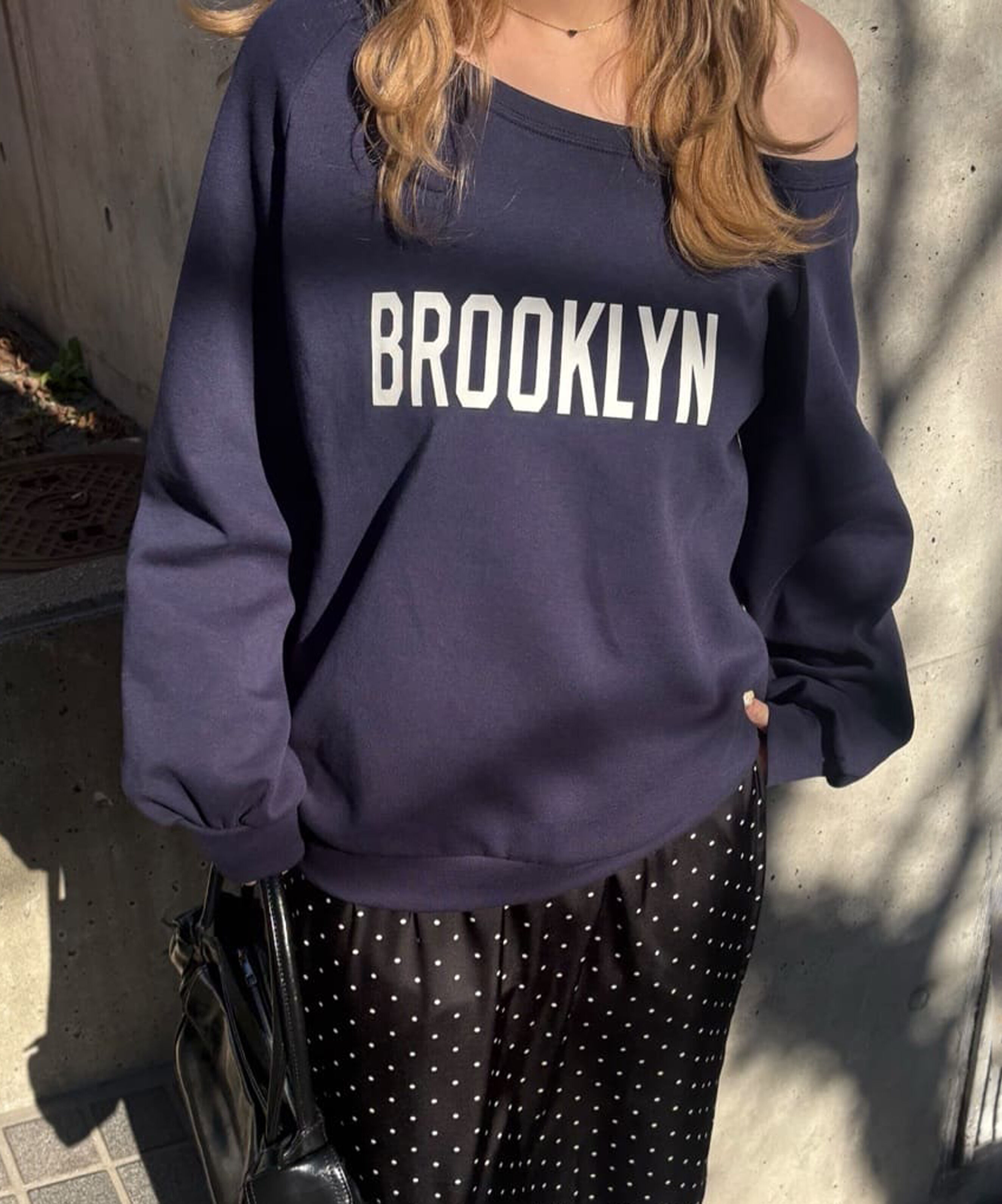  「ワンショルロゴプリントスウェット」|Tシャツ・カットソー|ネイビー