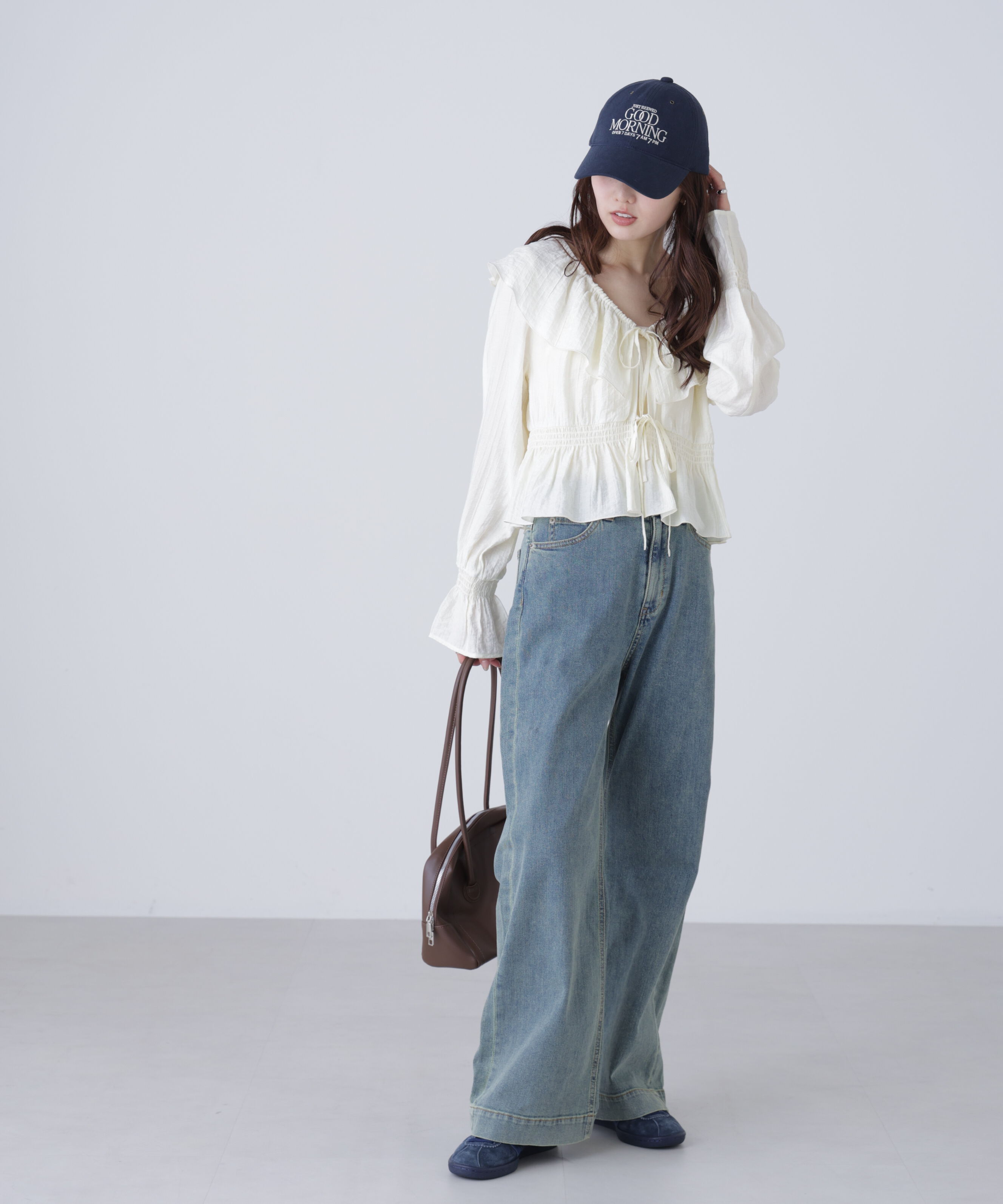  「衿フリルペプラム前開きブラウス」|シャツ・ブラウス|