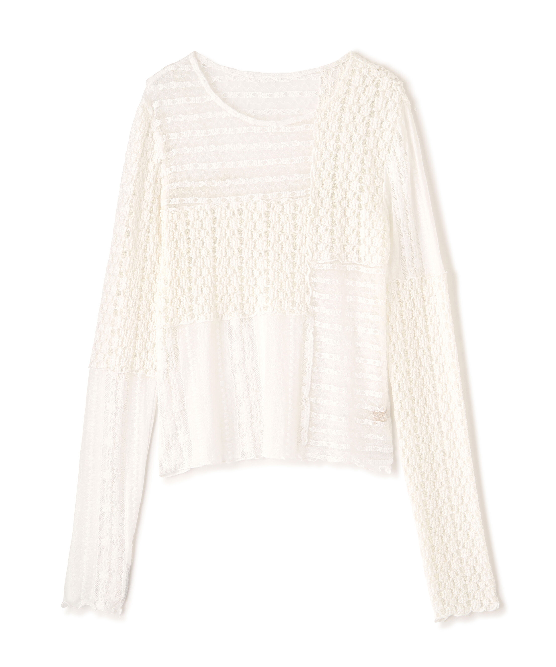  「パッチワークチュールレースカットソー」|Tシャツ・カットソー|