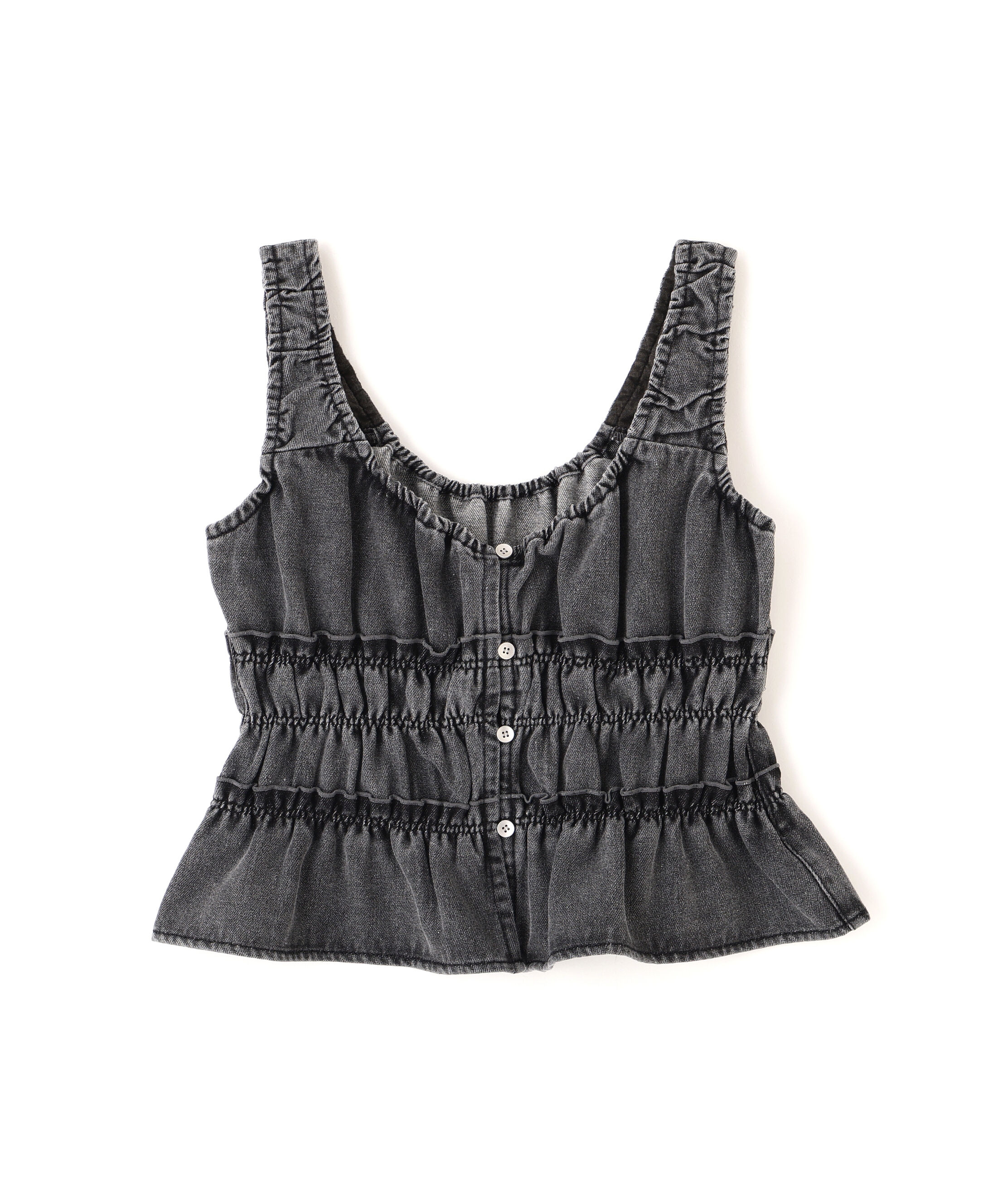  「シャーリングデニムビスチェ」|シャツ・ブラウス|