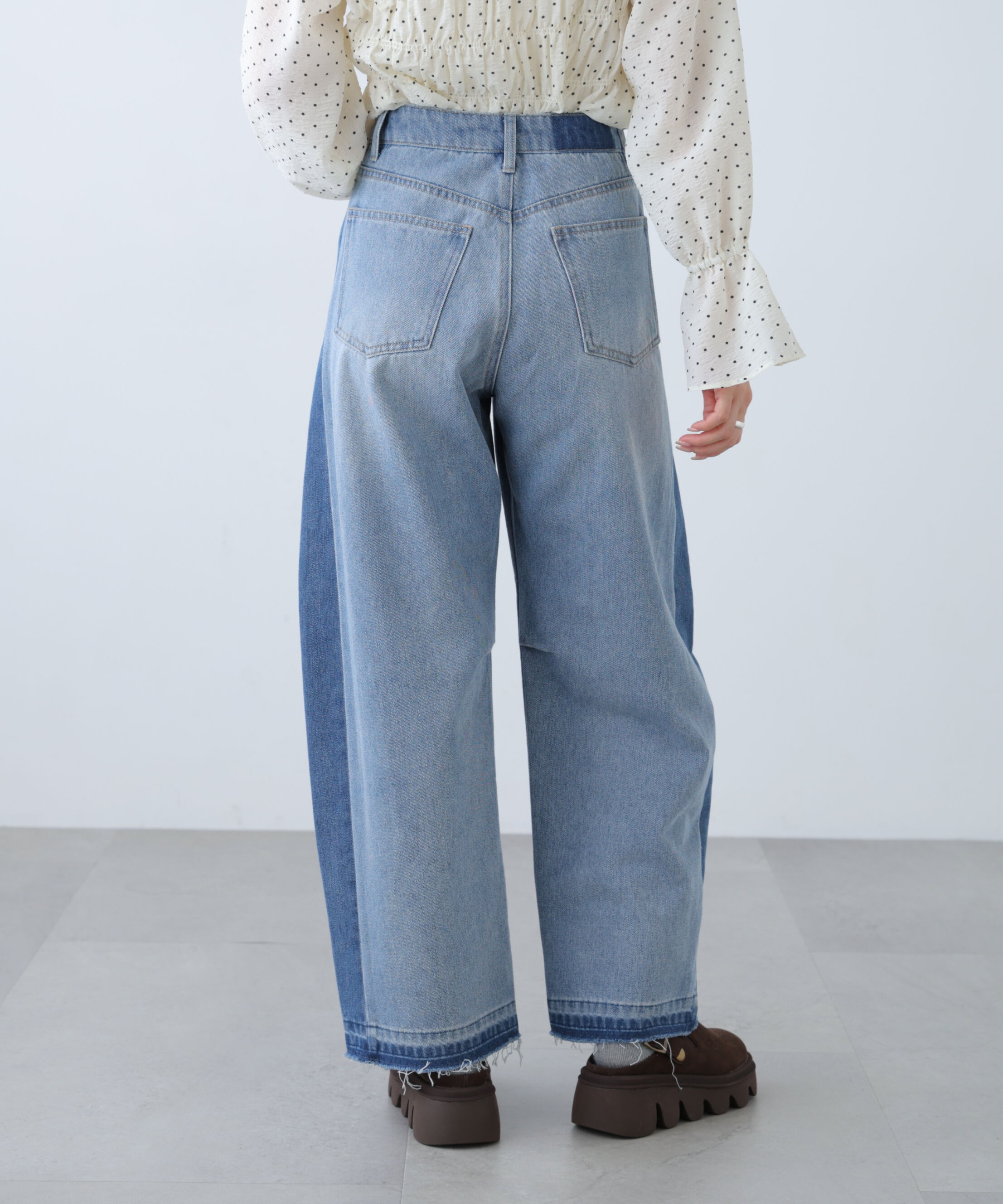  「[低身長サイズ/Sシリーズ]配色パネルバレルワイドパンツ」|その他|