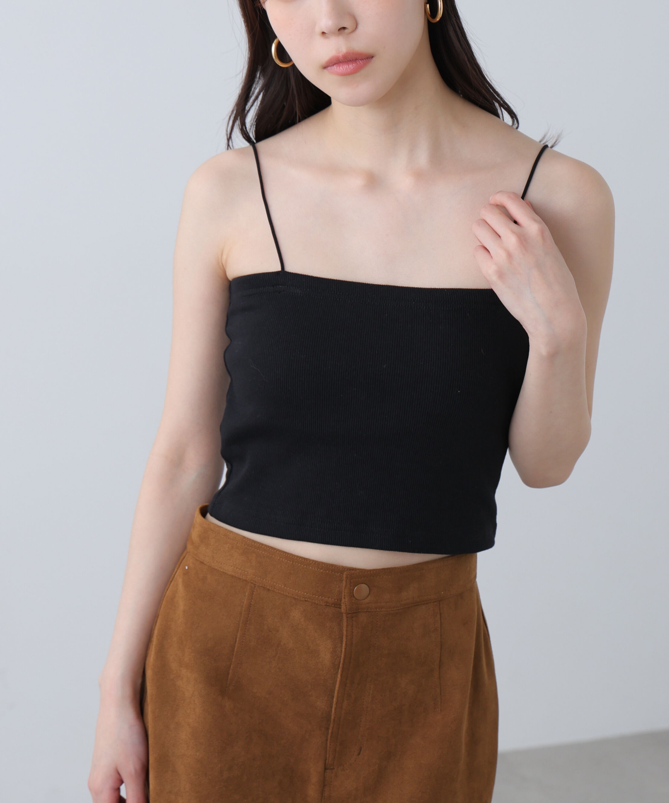  「[接触冷感][UV加工]カップ付きショート丈キャミソール」|Tシャツ・カットソー|