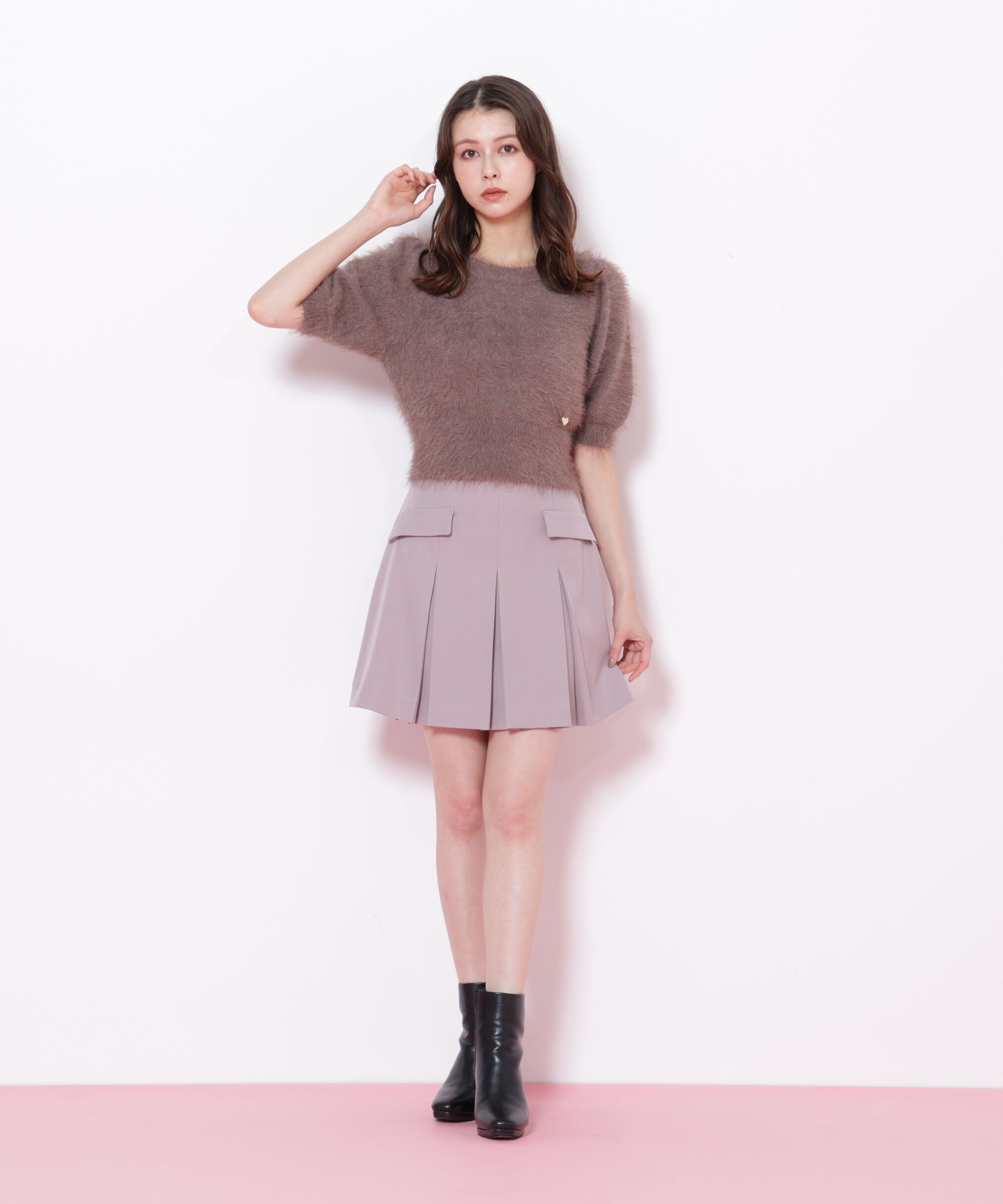  「＜セットアップ対応＞ベルト付ベーシックツイルミニスカート」|スカート|