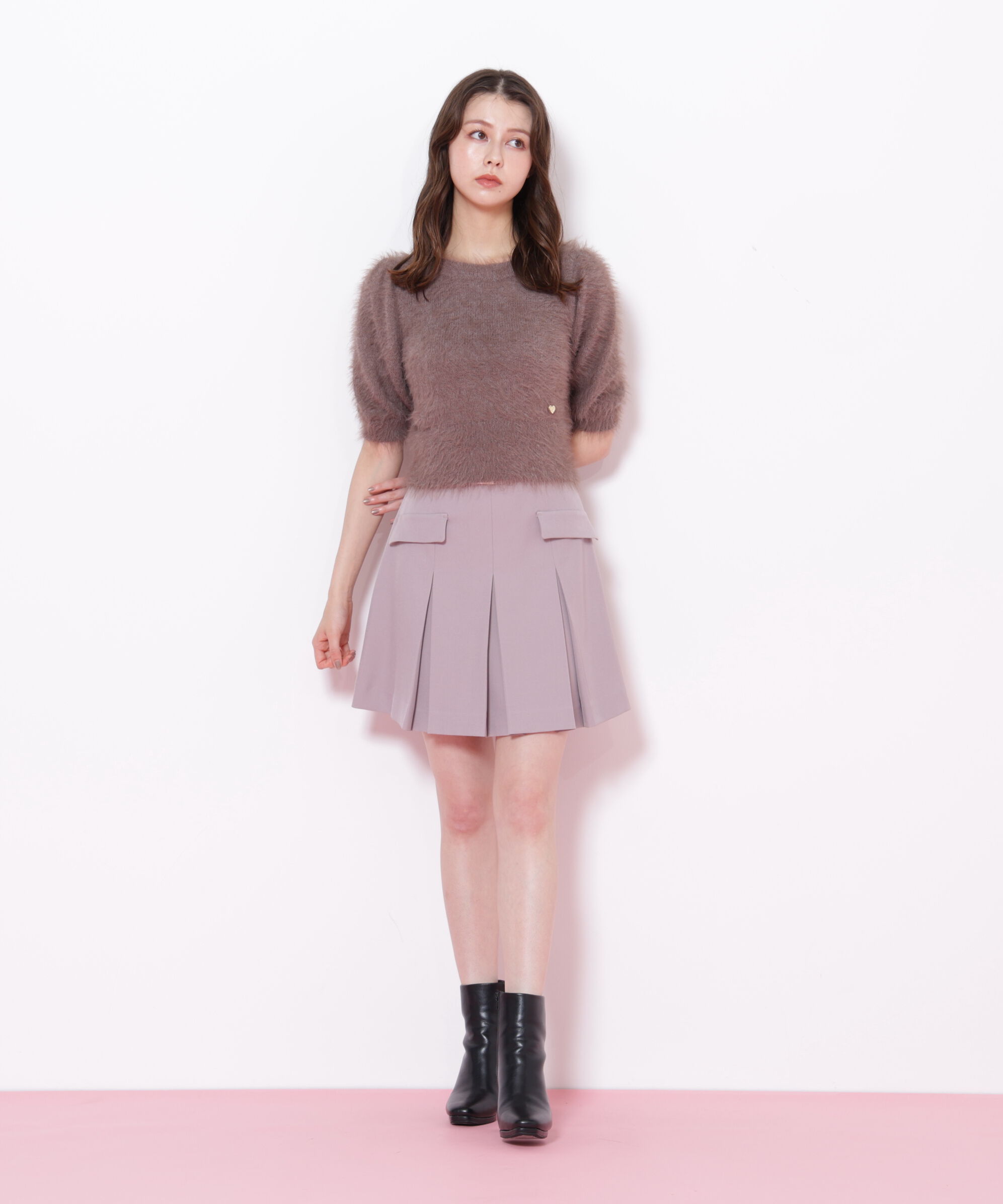  「＜セットアップ対応＞ベルト付ベーシックツイルミニスカート」|スカート|