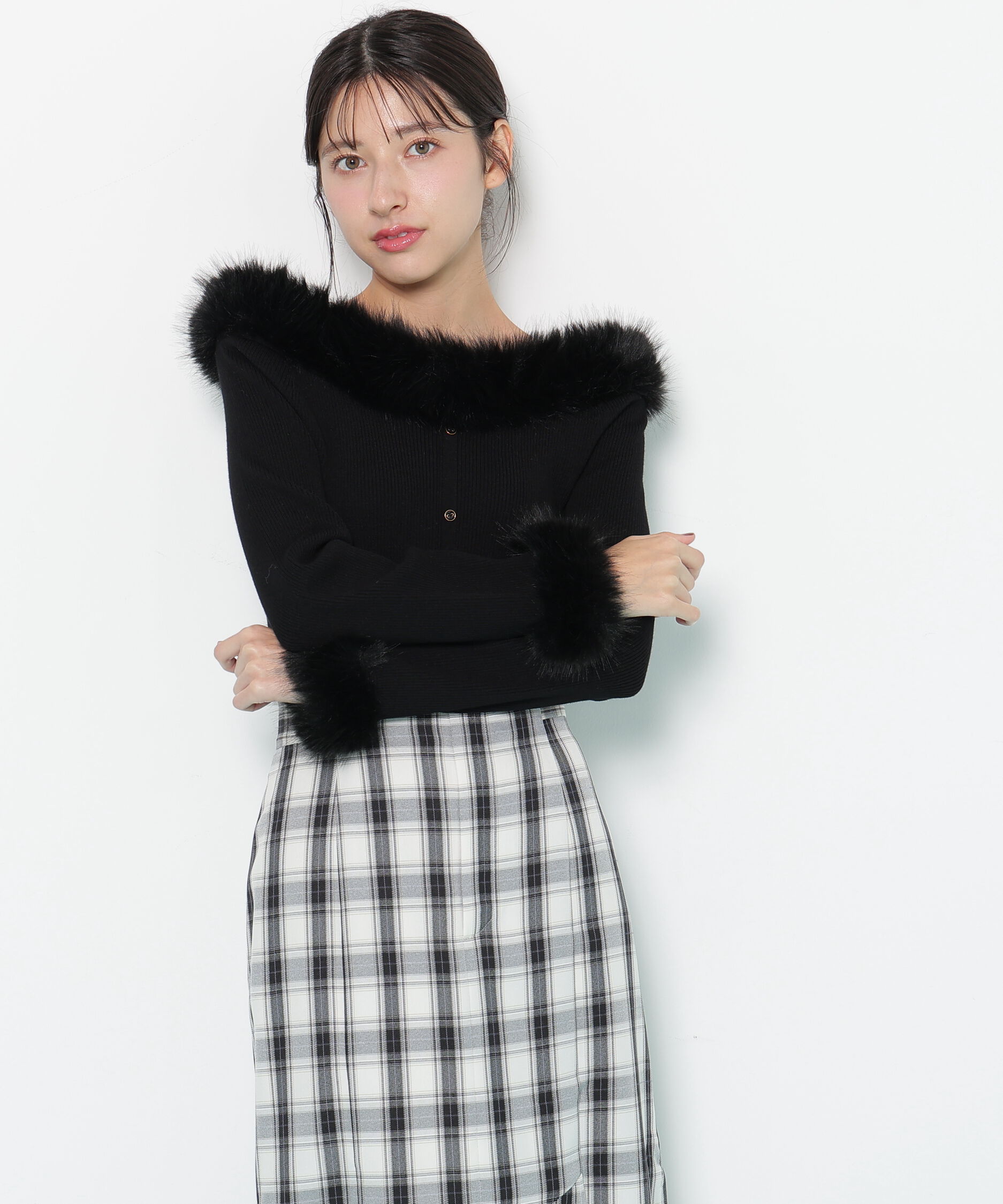  「フェイクファートリムニット」|ニット・セーター|