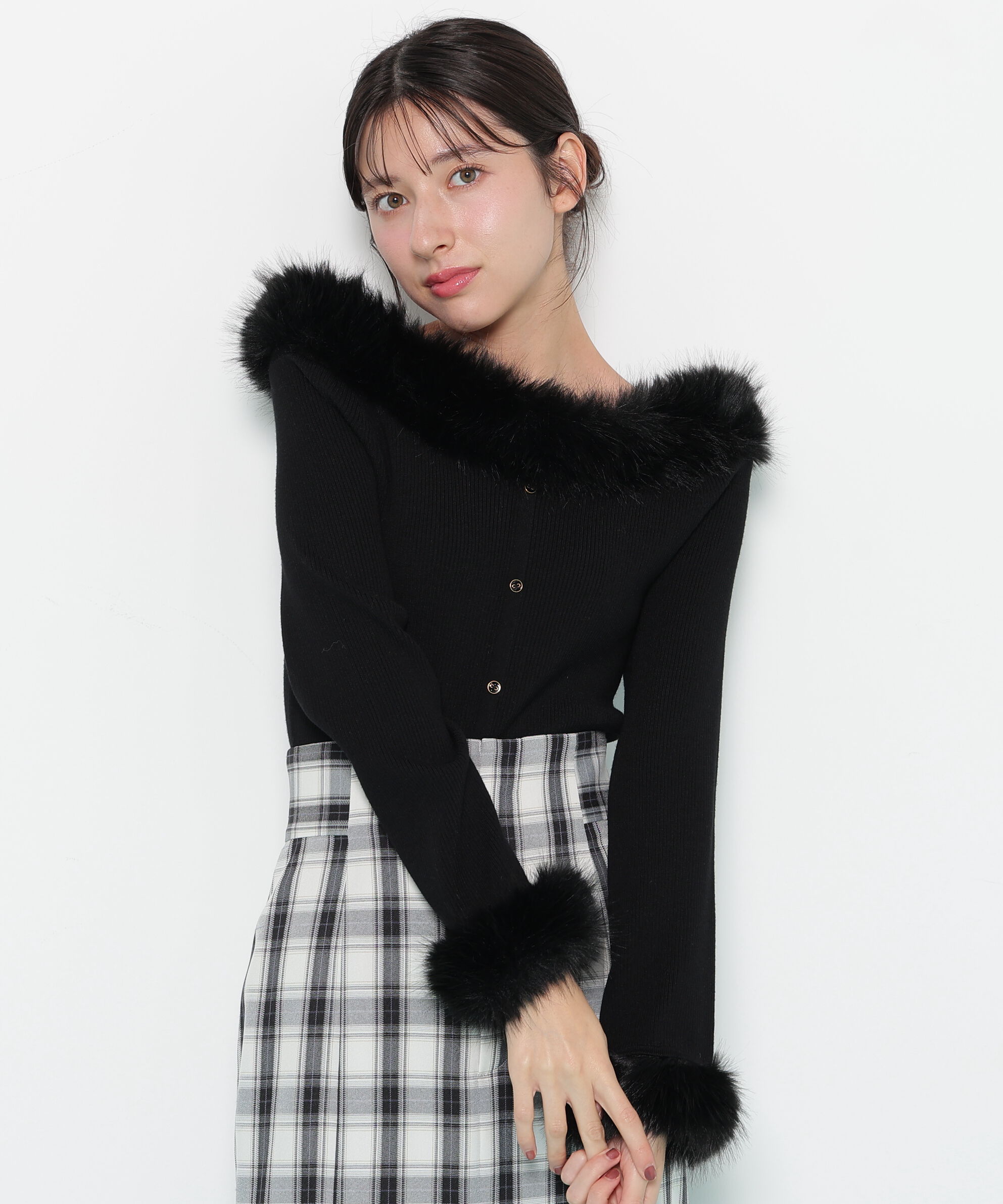  「フェイクファートリムニット」|ニット・セーター|