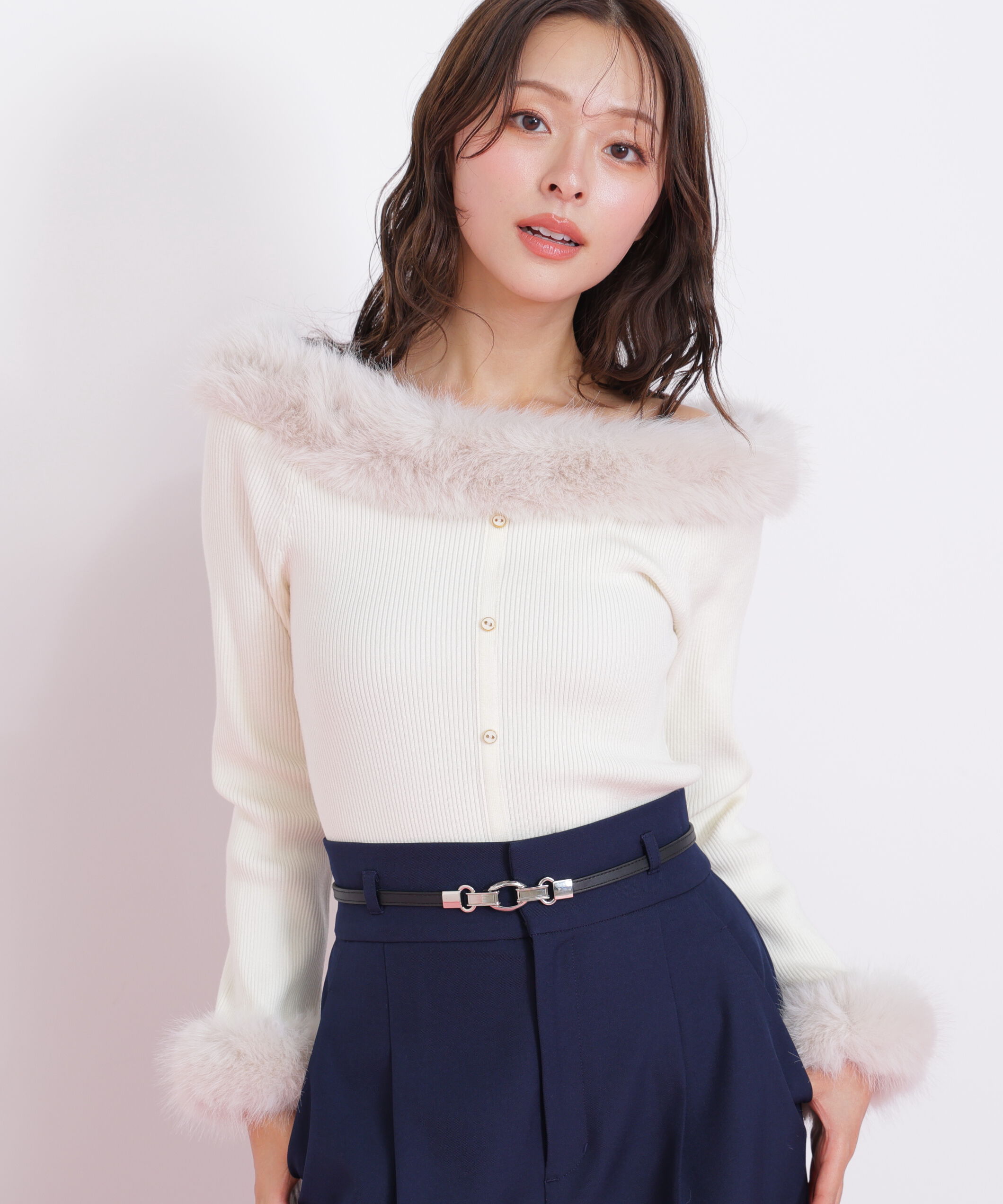  「フェイクファートリムニット」|ニット・セーター|