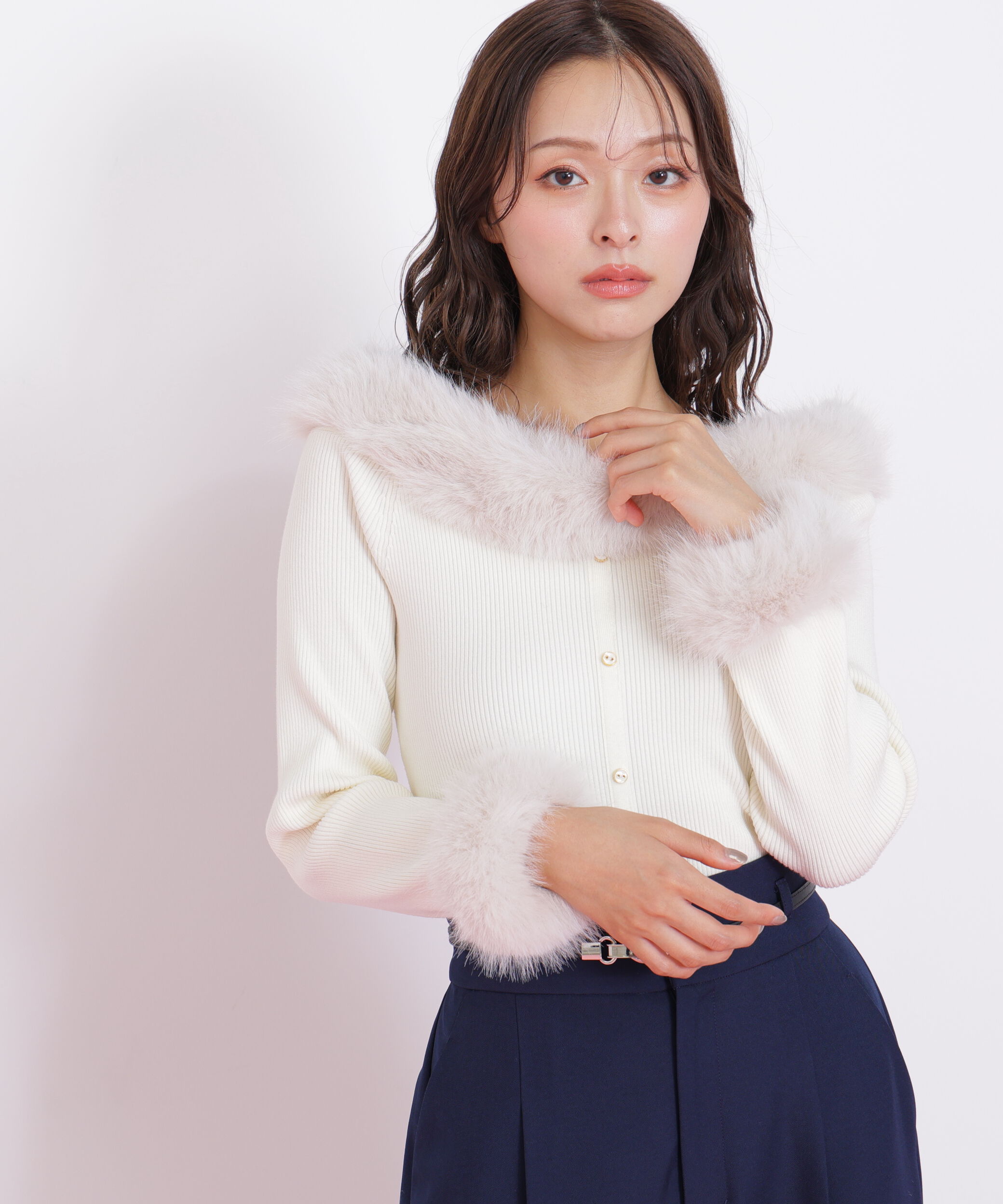  「フェイクファートリムニット」|ニット・セーター|