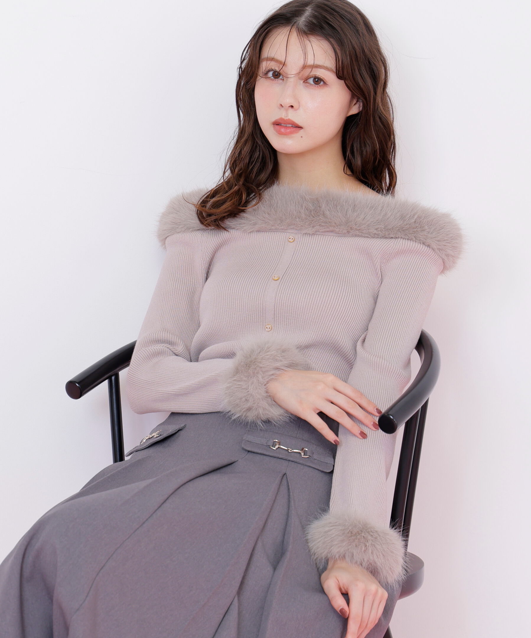  「フェイクファートリムニット」|ニット・セーター|