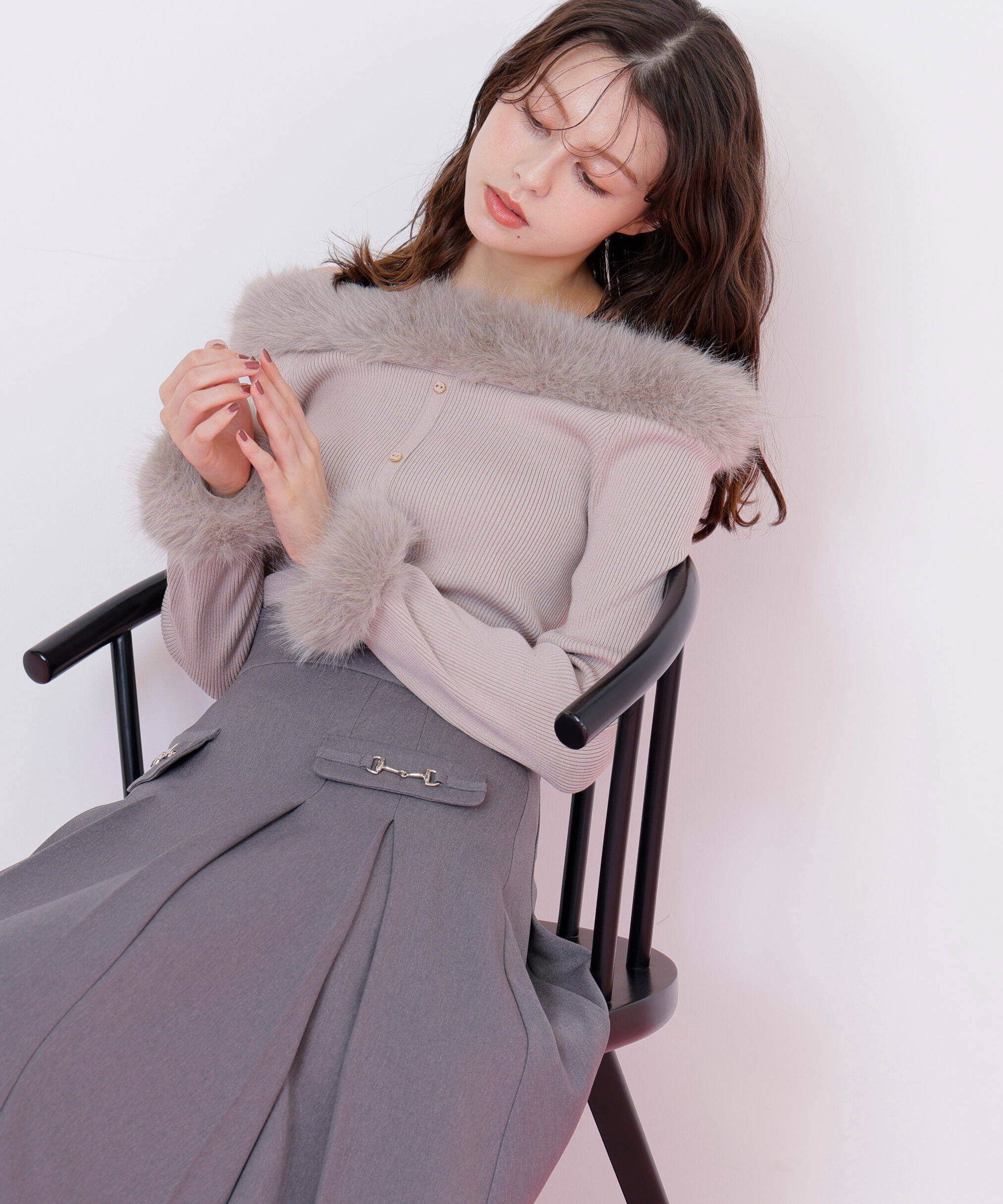  「フェイクファートリムニット」|ニット・セーター|