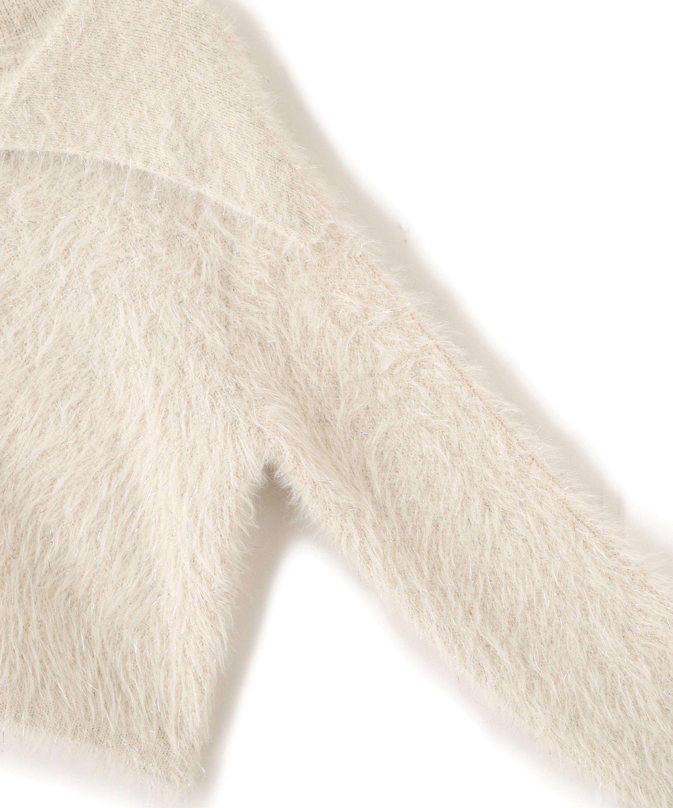  「ラメフェザービッグカラーニットブルゾン」|ニット・セーター|