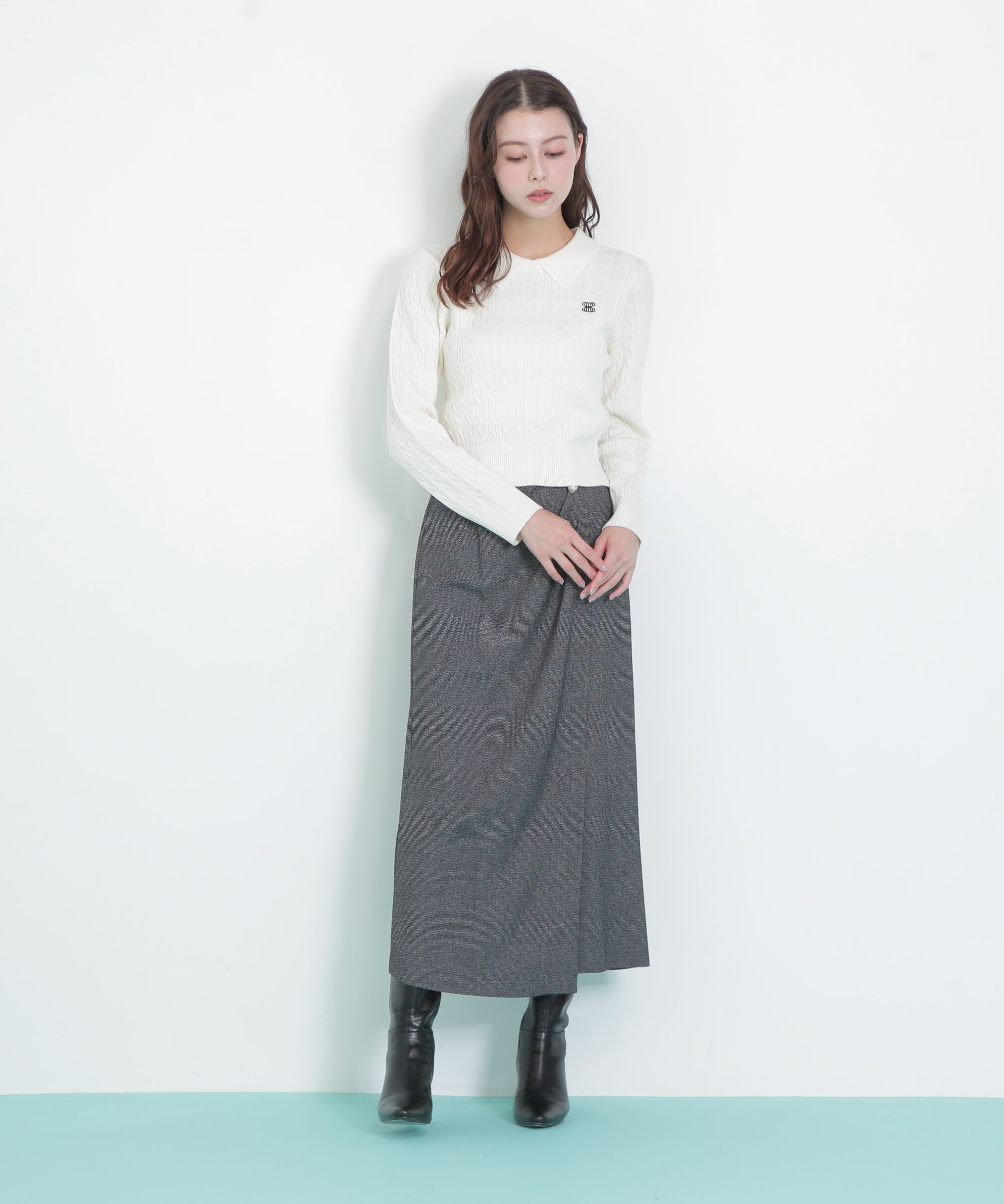  「レイヤード衿ケーブルニット」|ニット・セーター|