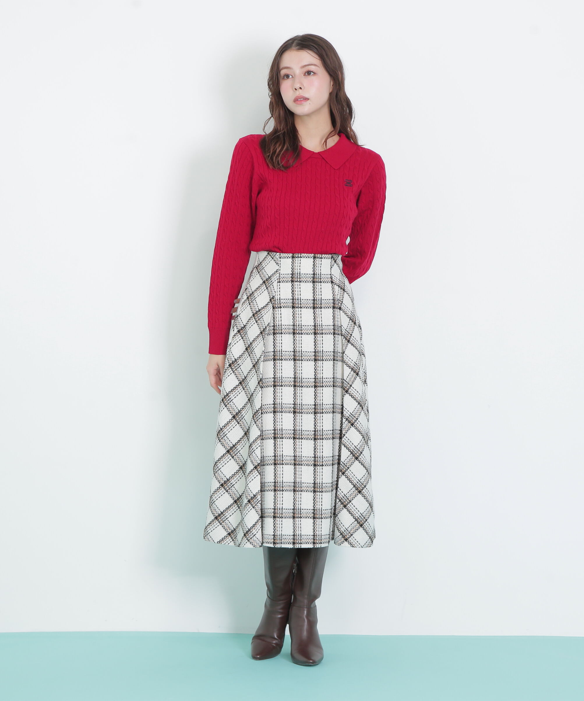  「レイヤード衿ケーブルニット」|ニット・セーター|