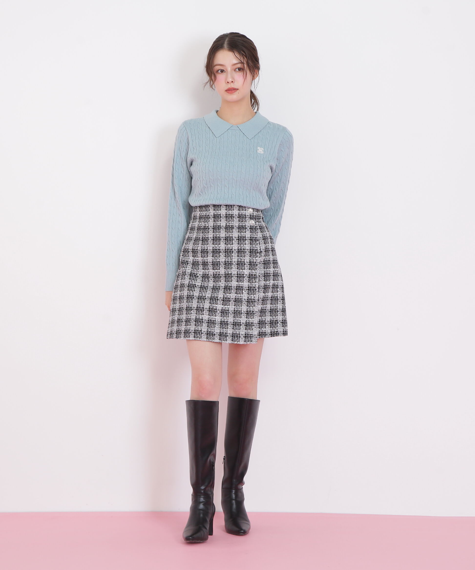  「レイヤード衿ケーブルニット」|ニット・セーター|