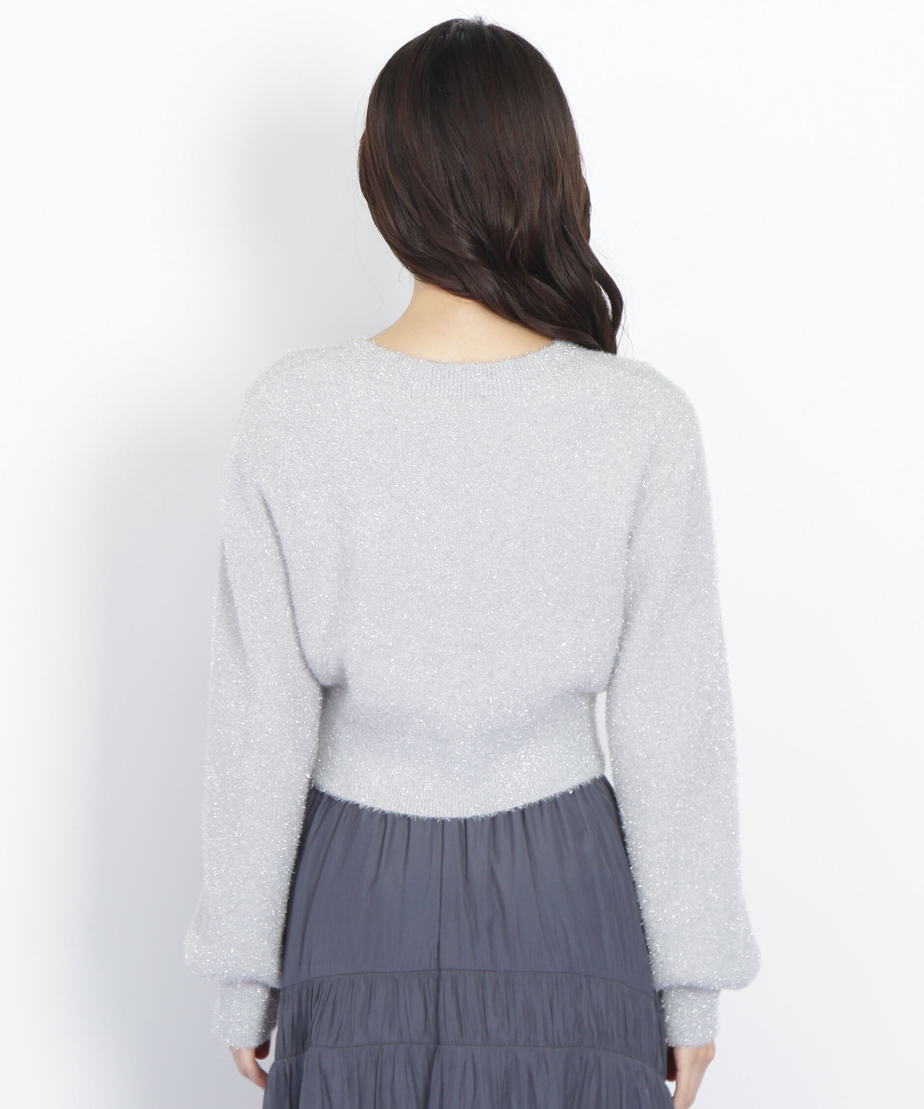  「ハートボタンラメフェザーカーディガン」|ニット・セーター|