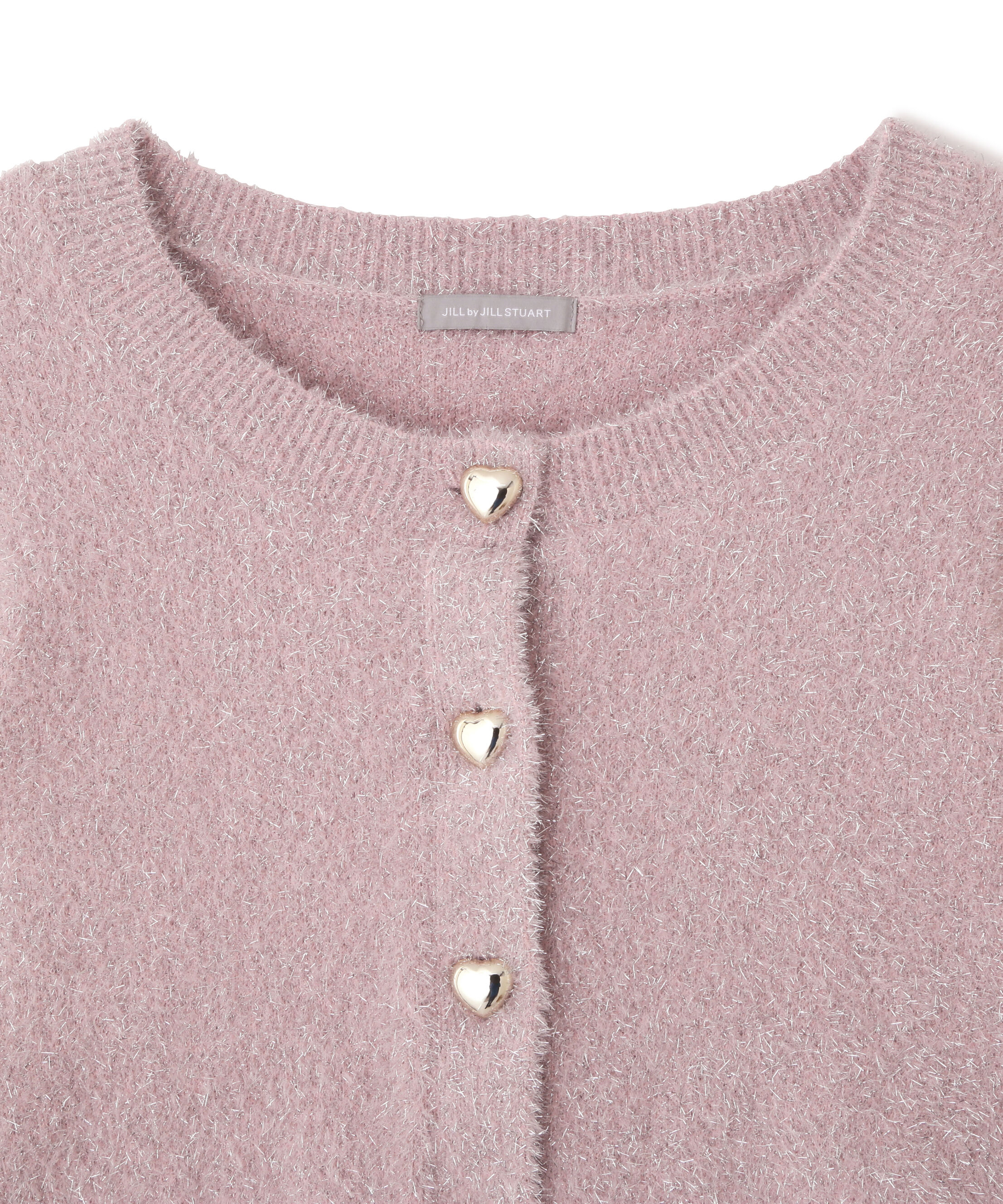  「ハートボタンラメフェザーカーディガン」|ニット・セーター|