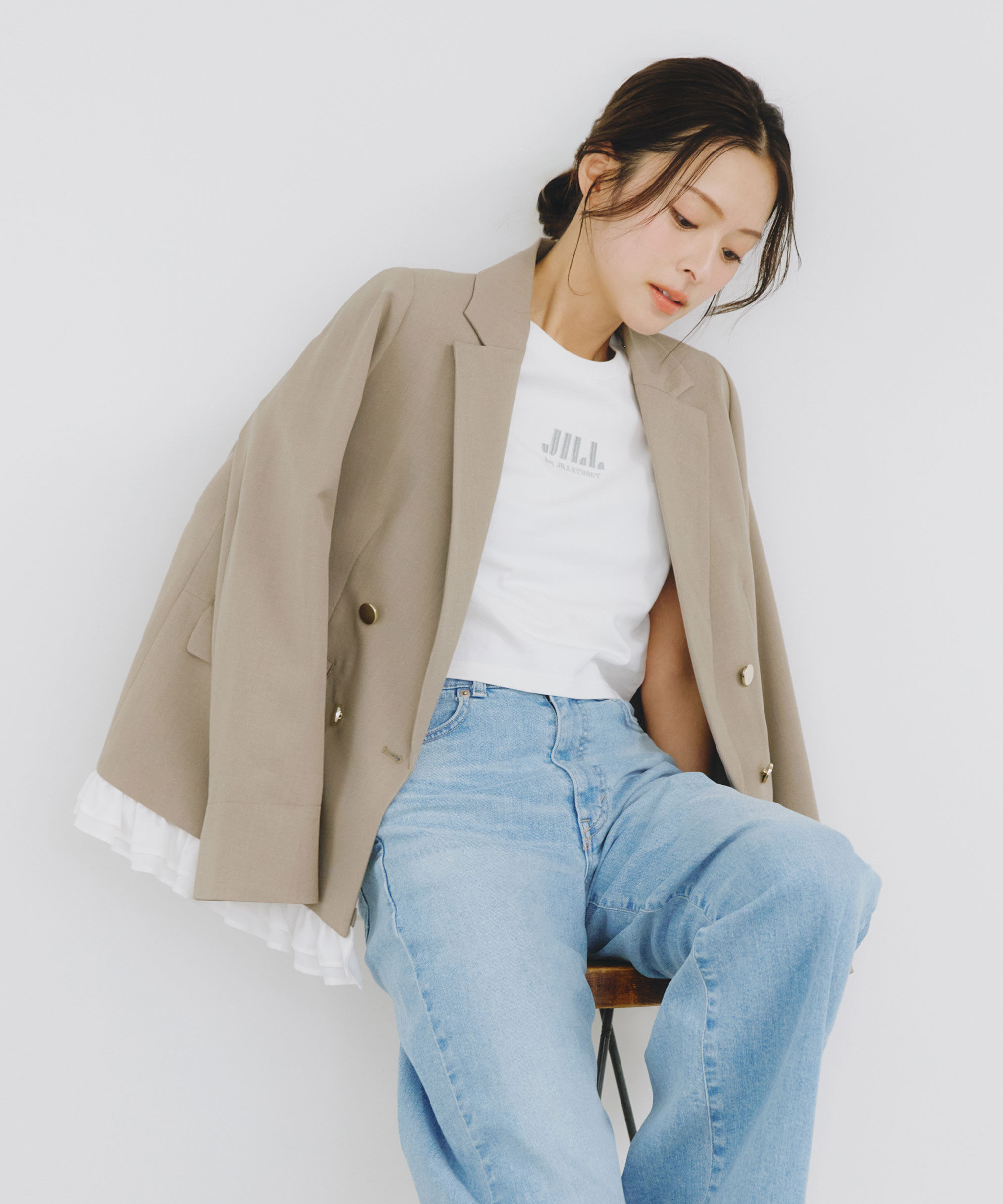  「セットアップ対応ドライタッチフリルヘムジャケット」|その他|モカ