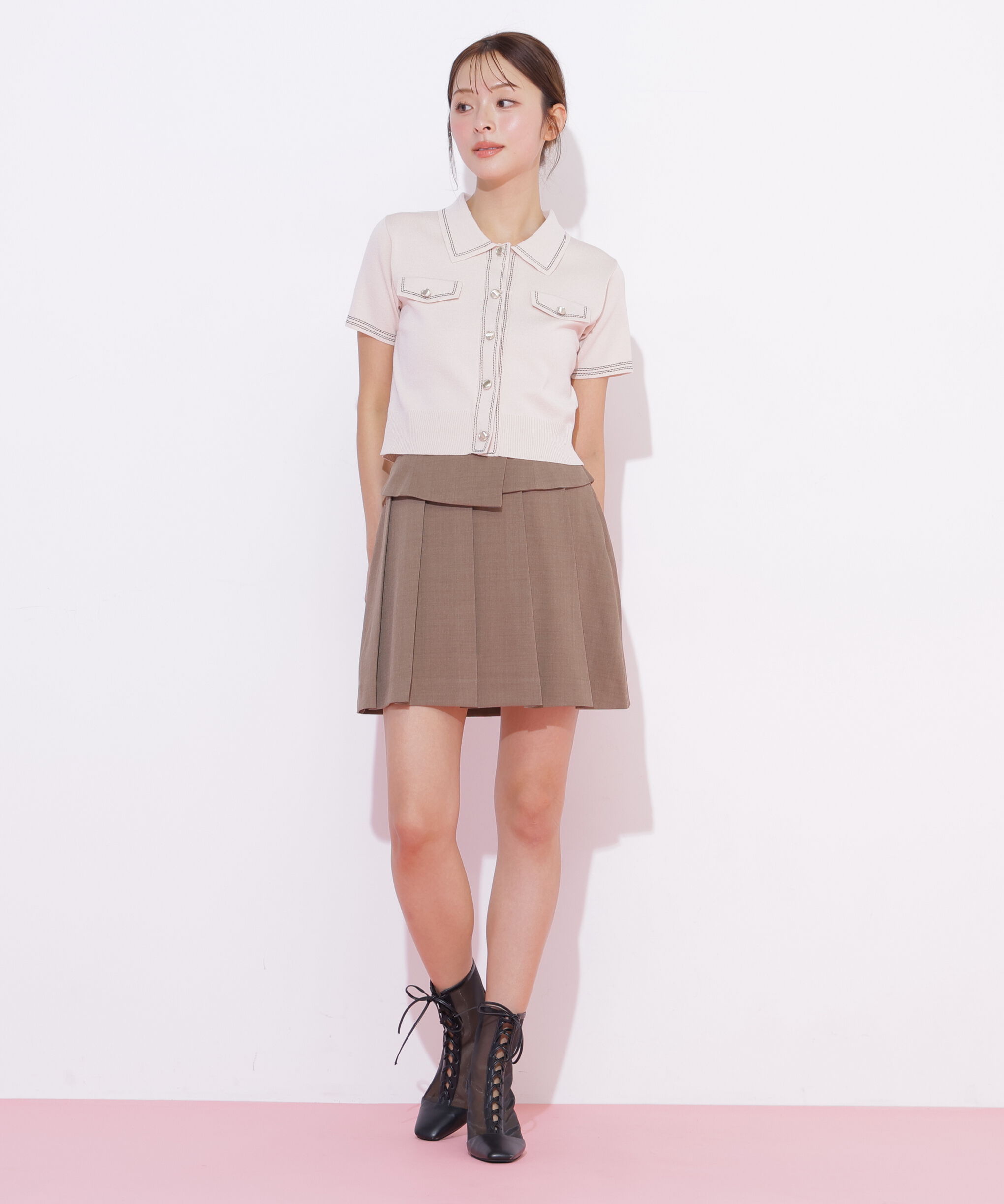  「ウエストマークプリーツミニスカート」|スカート|