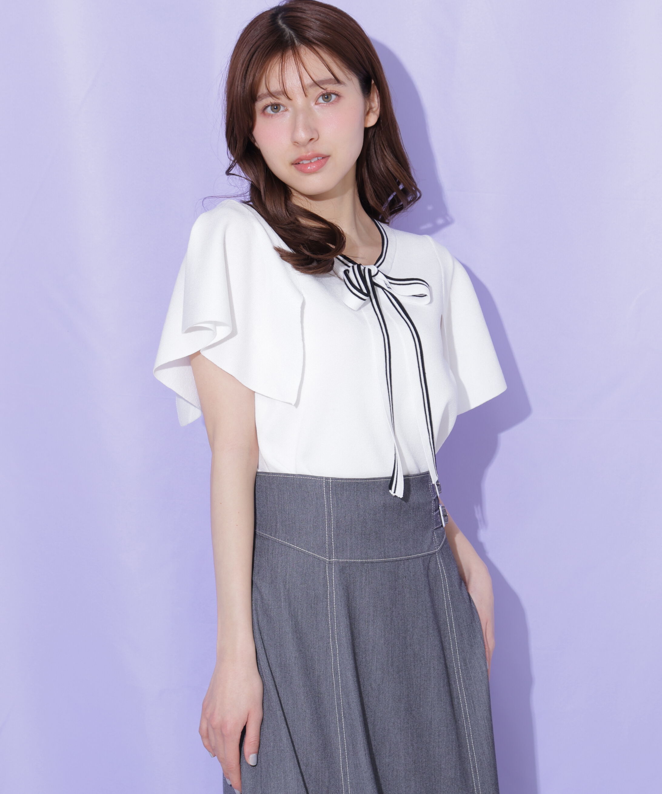  「フレアスリーブボウタイニット」|ニット・セーター|