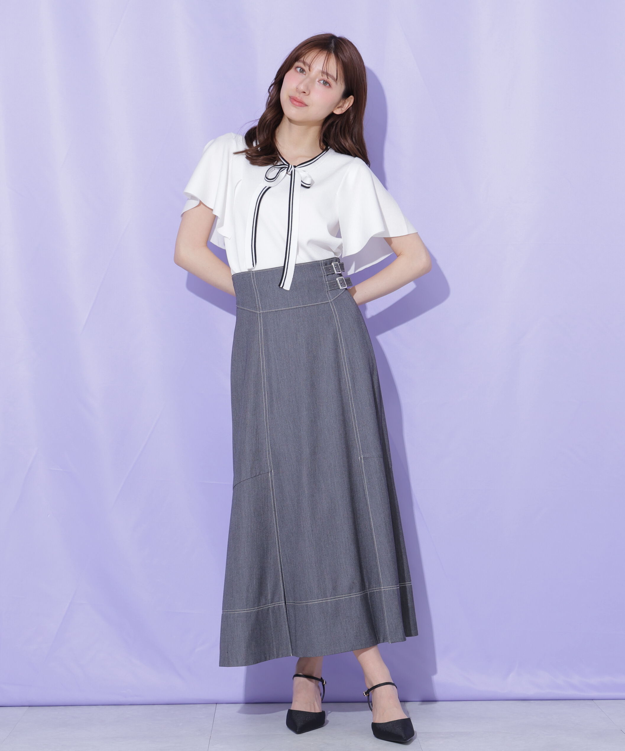  「フレアスリーブボウタイニット」|ニット・セーター|