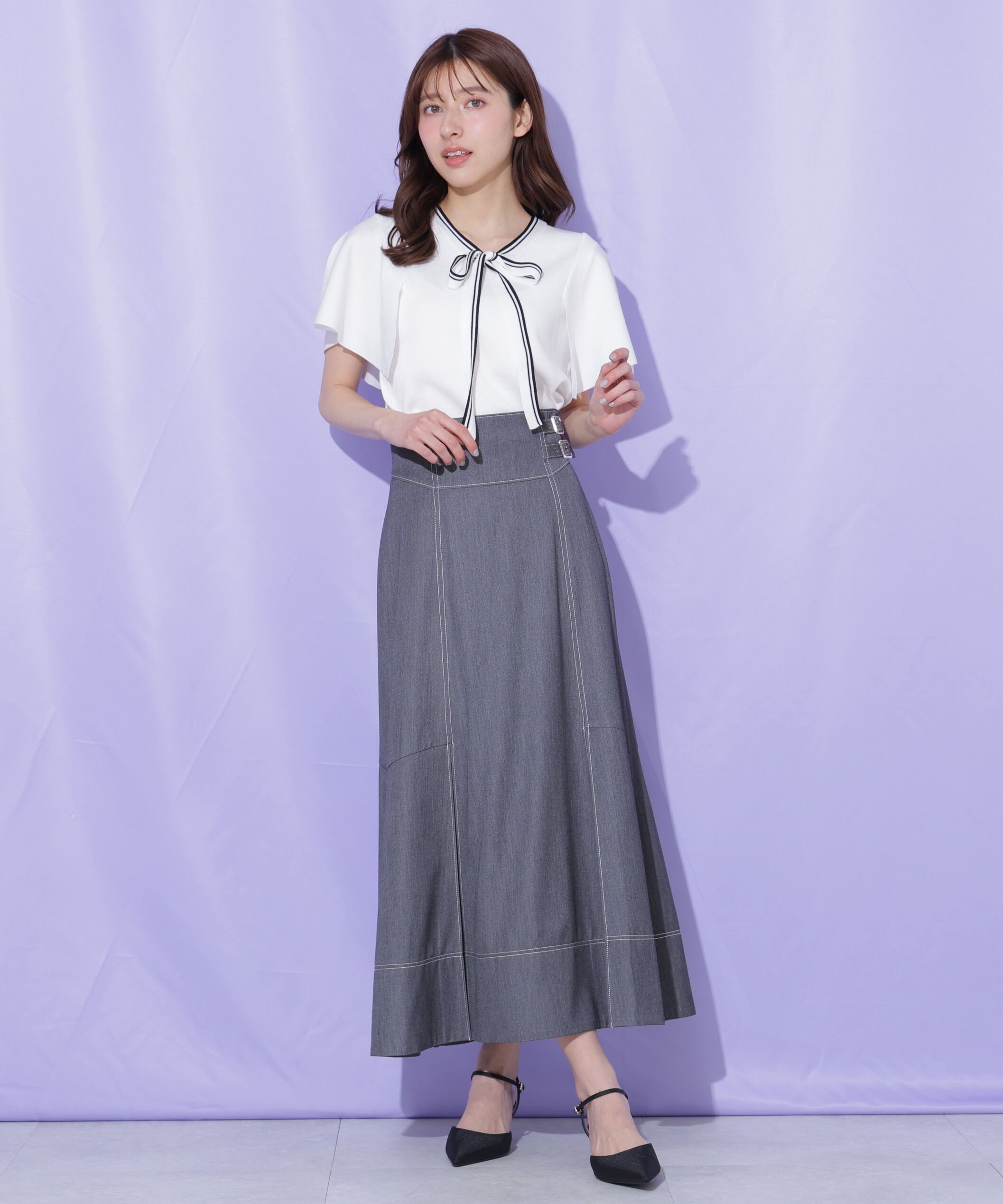  「フレアスリーブボウタイニット」|ニット・セーター|