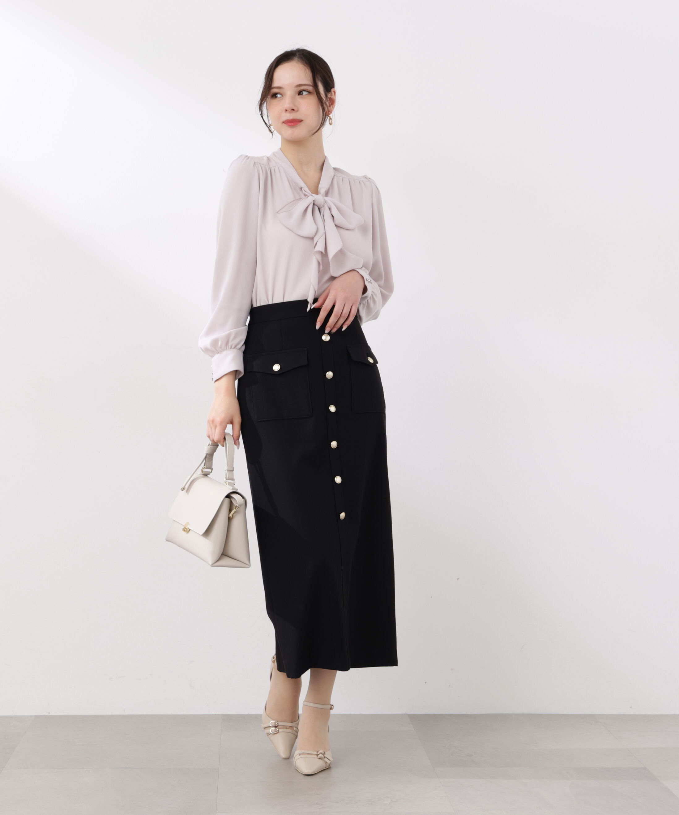 PROPORTION BODY DRESSING「フロント釦ナロースカート　26SS」|スカート|