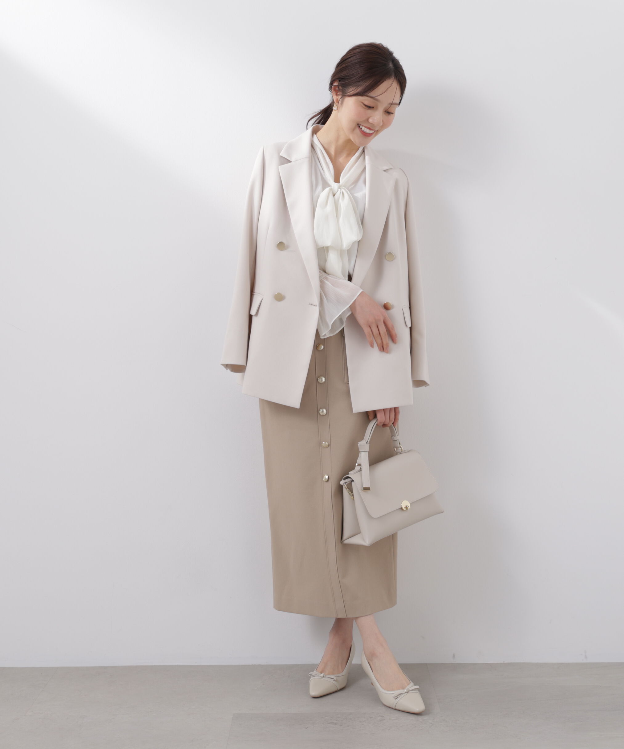 PROPORTION BODY DRESSING「フロント釦ナロースカート　26SS」|スカート|