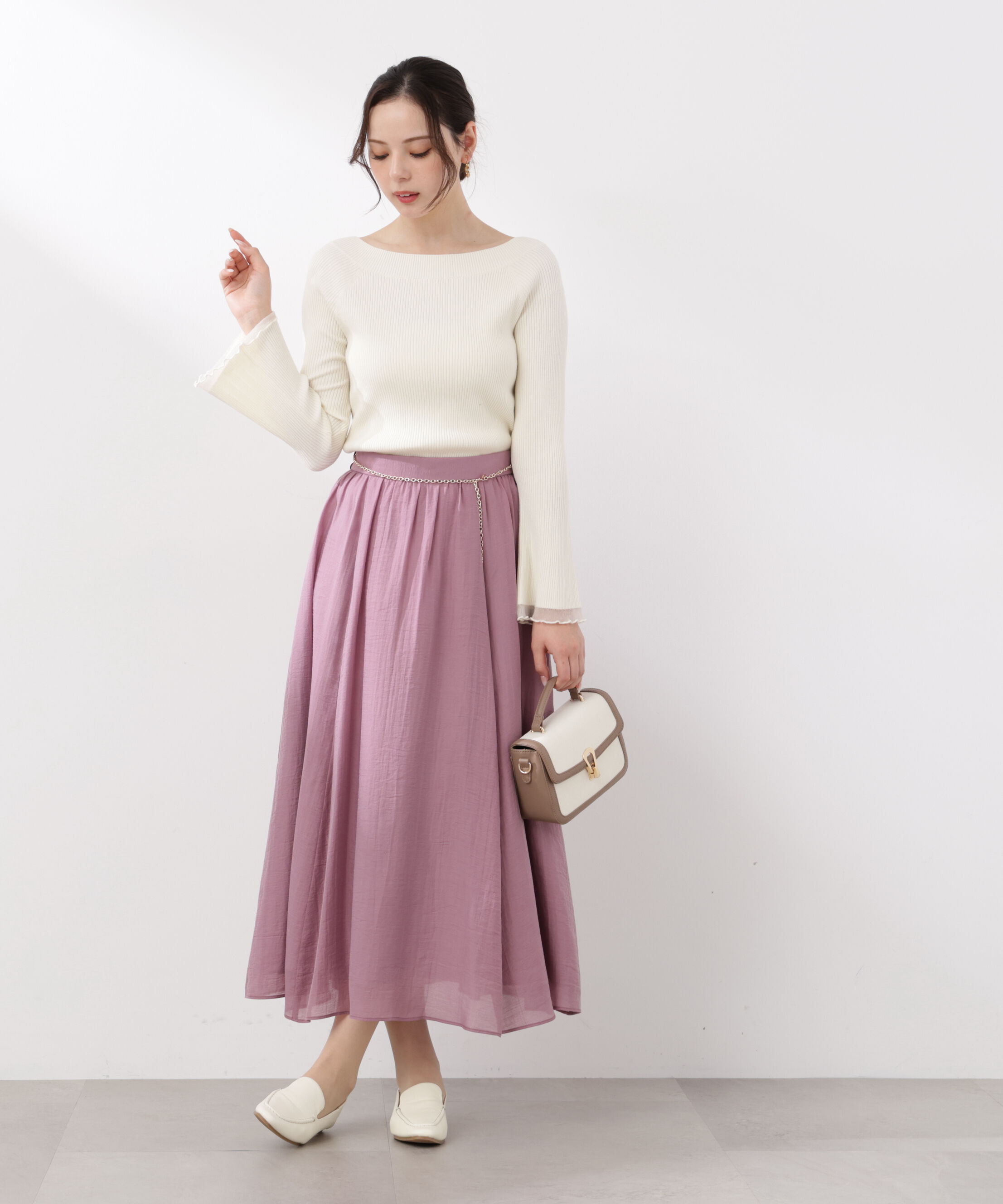 PROPORTION BODY DRESSING「チェーン付きギャザースカート　26SS」|スカート|ピンク