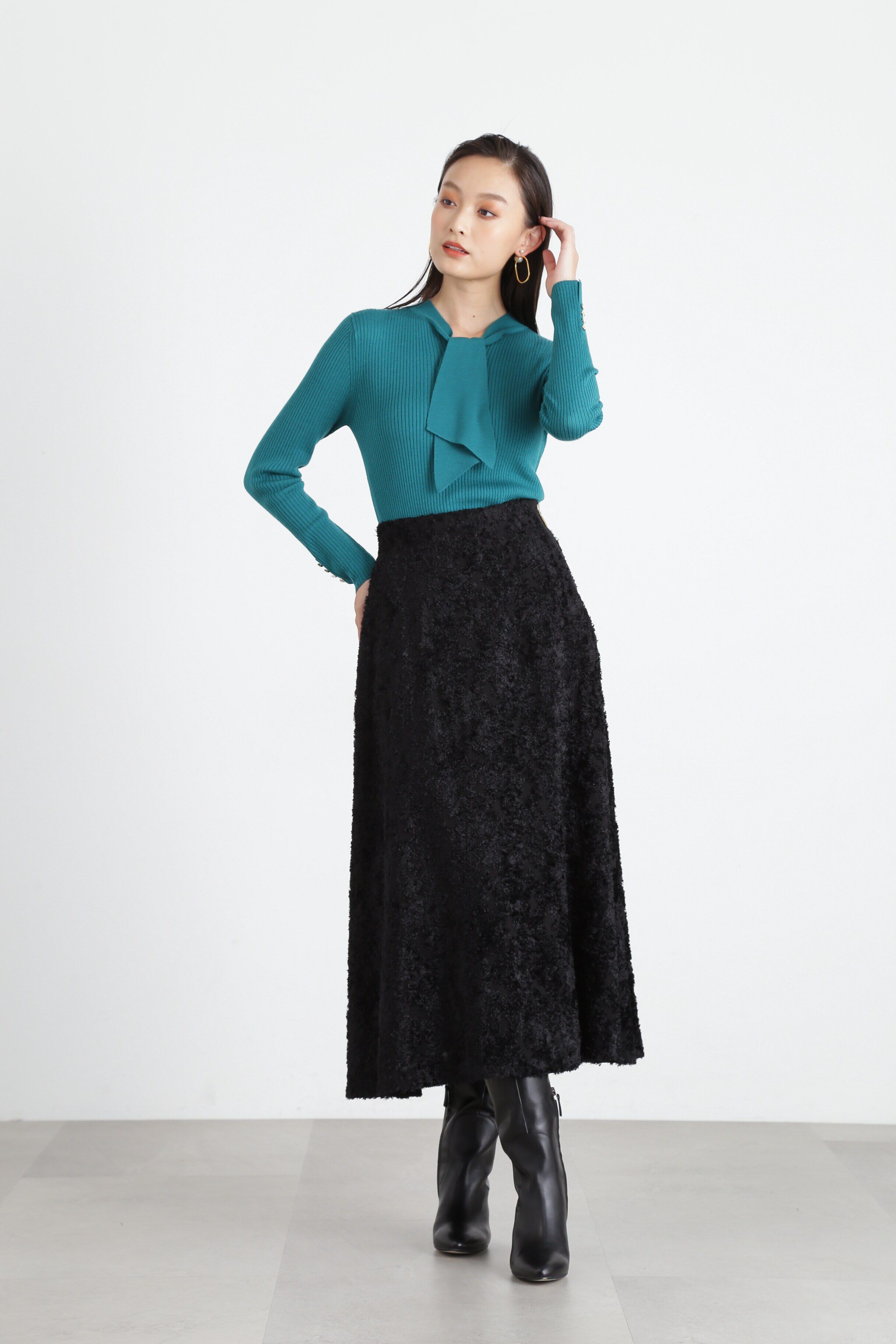  「◆カットジャガードフレアスカート」|スカート|