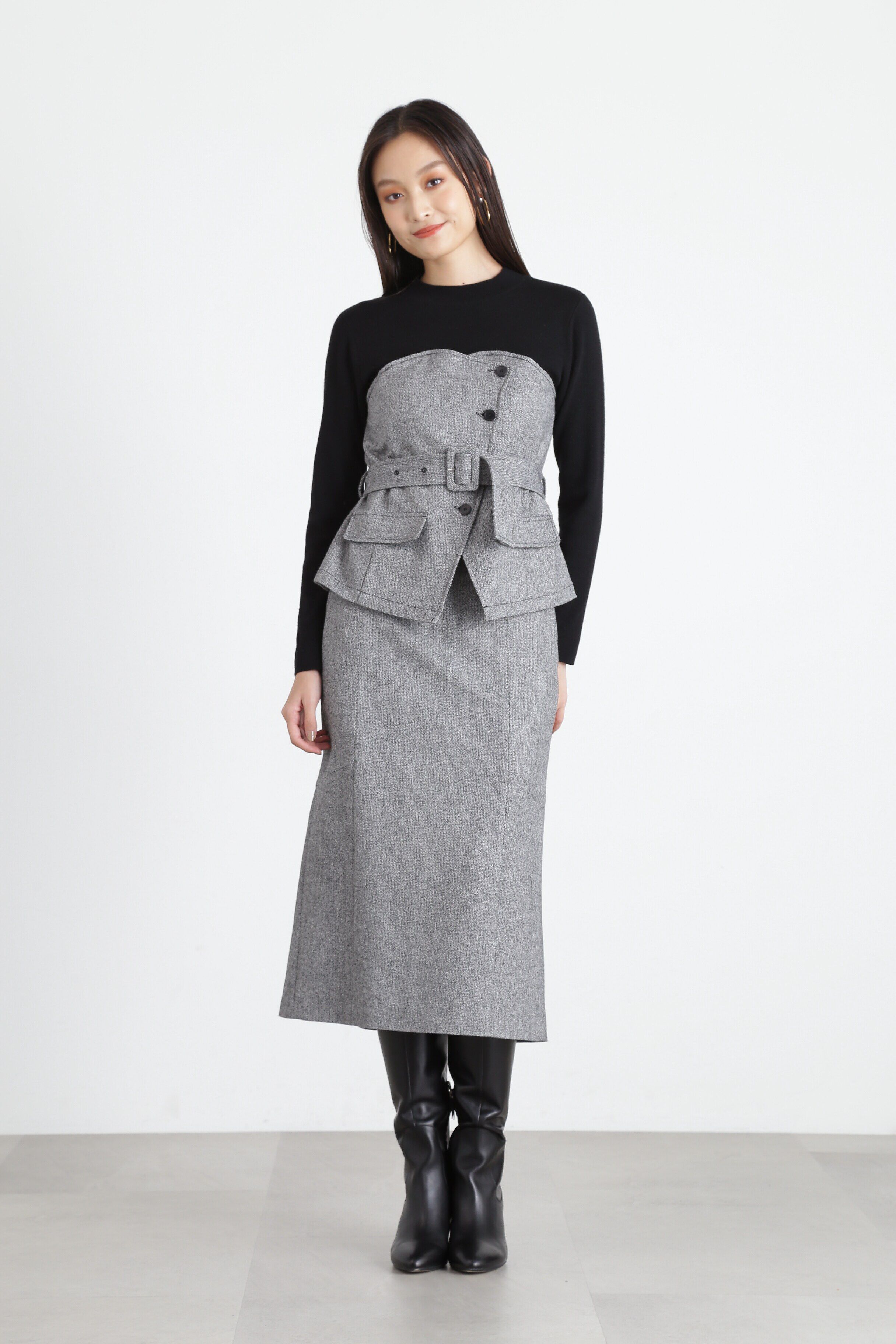  「ヘリンボンバックマーメイドスカート」|スカート|