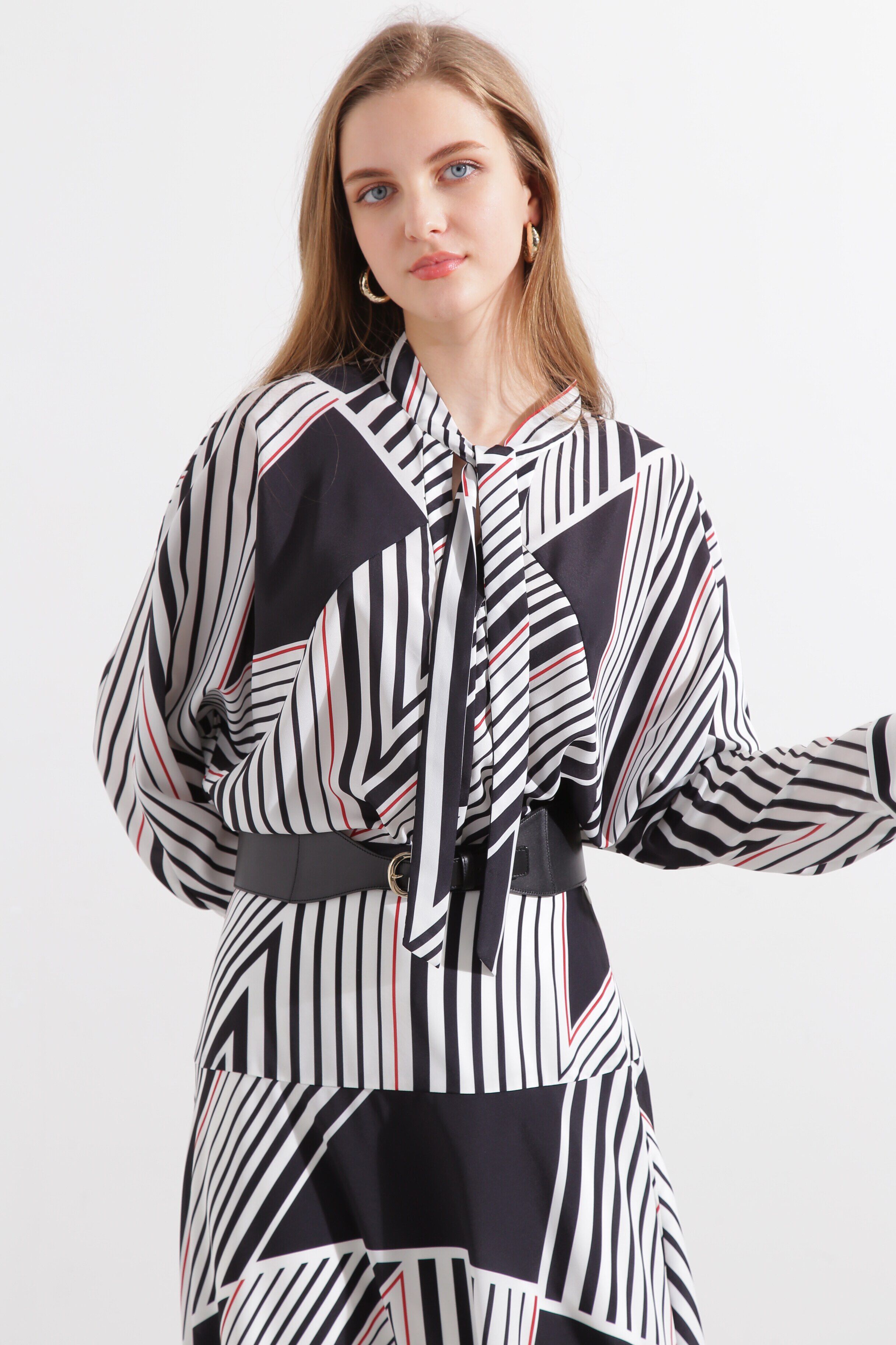  「◆トライアングルボーダープリントブラウス」|シャツ・ブラウス|