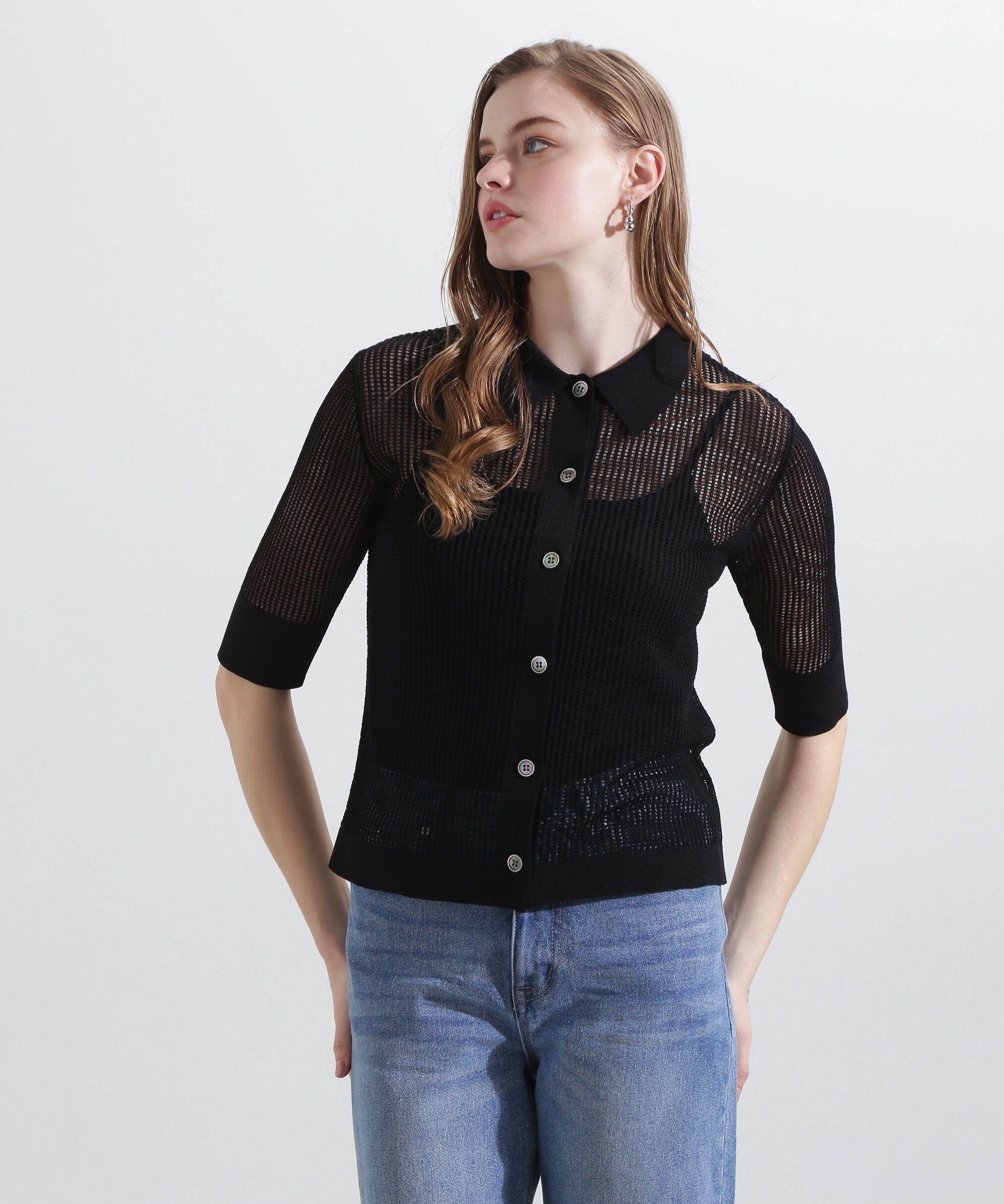  「◆シアーコンビカーディガン」|ニット・セーター|