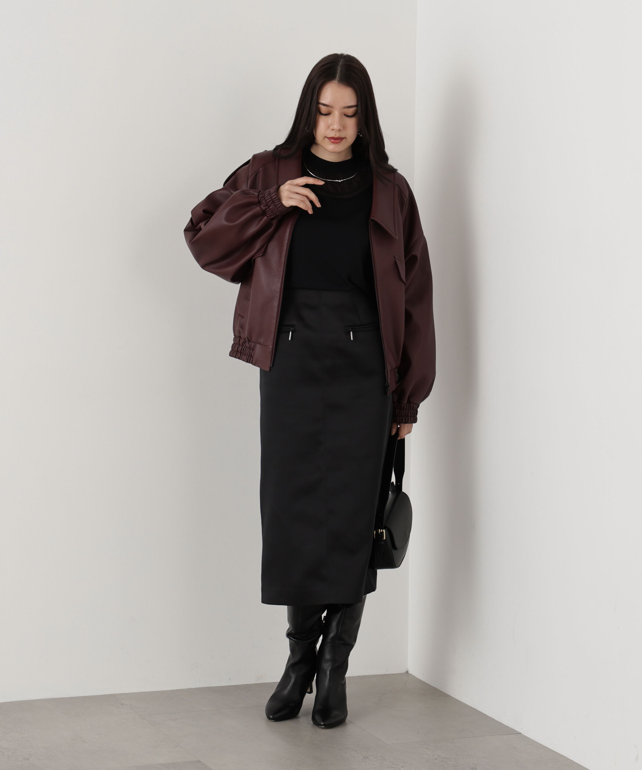  「◆ジップアクセントミディスカート」|スカート|