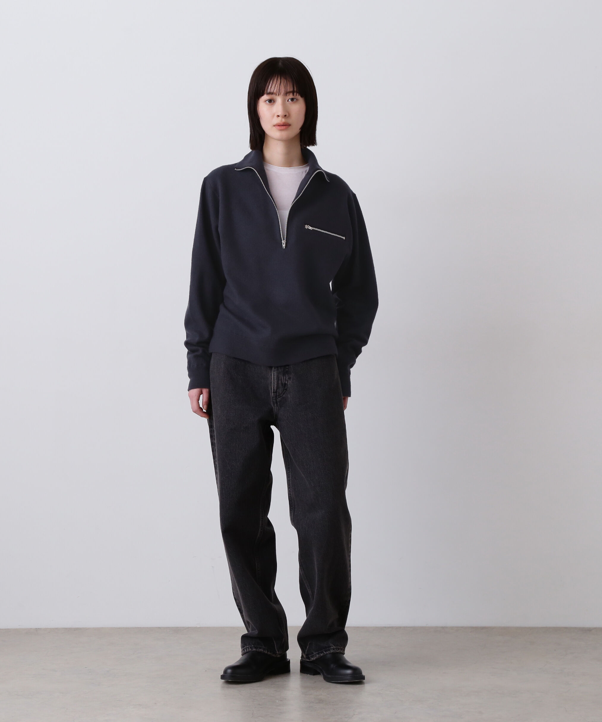 YLEVE 「YLEVE / ULTRAFINE MERINO MILLED WOOL KNIT HALF ZIP PULL OVER」|ニット・セーター|