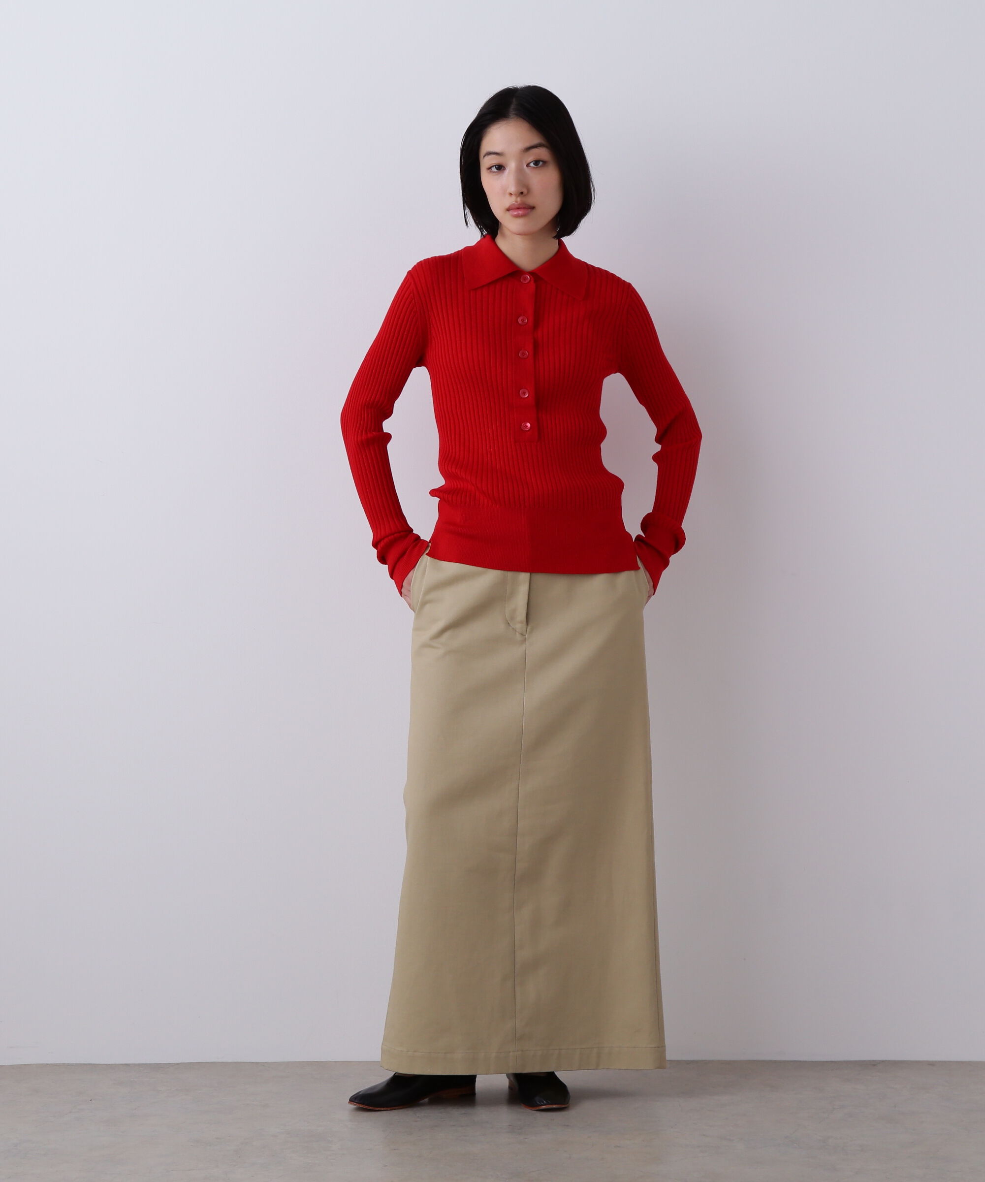 YLEVE 「YLEVE / FINX COTTON CHINO SKIRT」|スカート|カーキ
