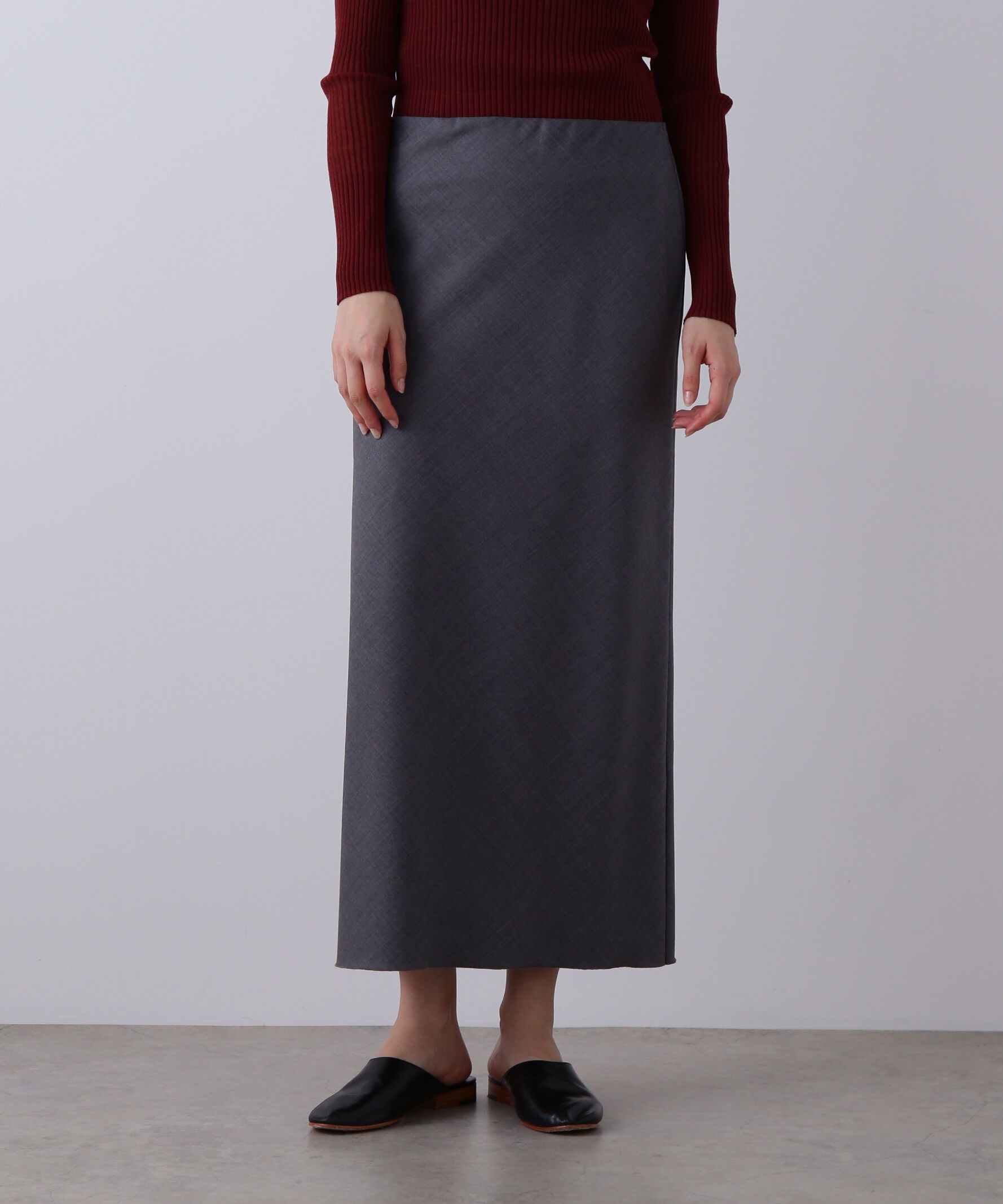 YLEVE 「YLEVE / SUPER120'S CHAMBRAY WOOL BIAS SKIRT」|スカート|