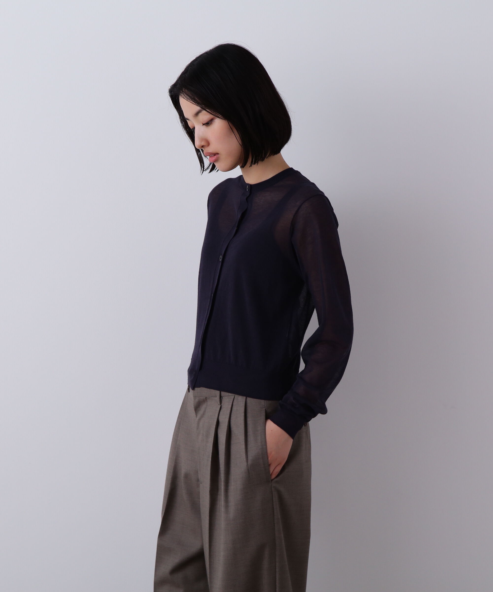 YLEVE 「YLEVE / SHEER RIB KNIT CARDIGAN」|ニット・セーター|