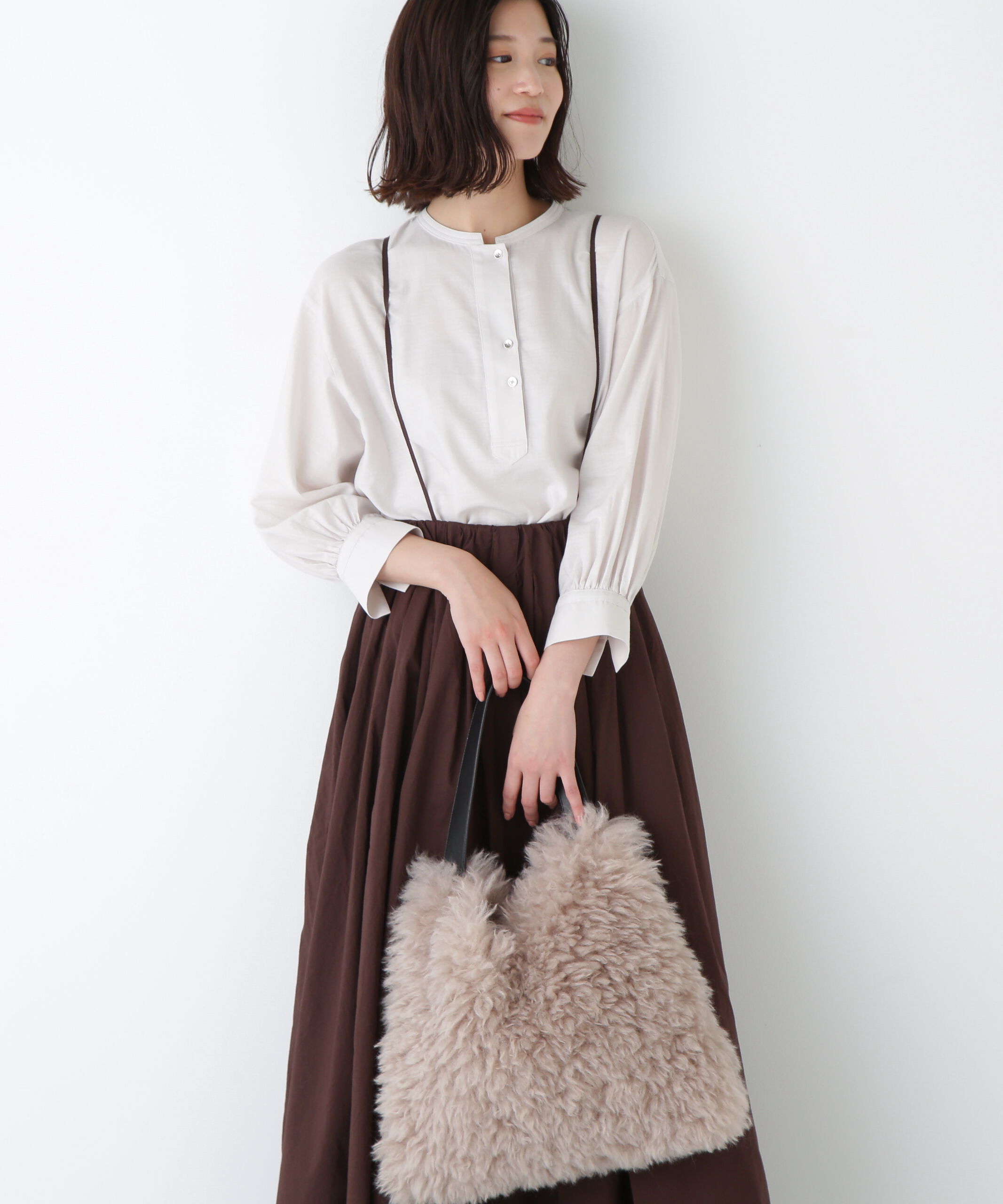  「◆フェイクファーバッグ」|その他|ベージュ