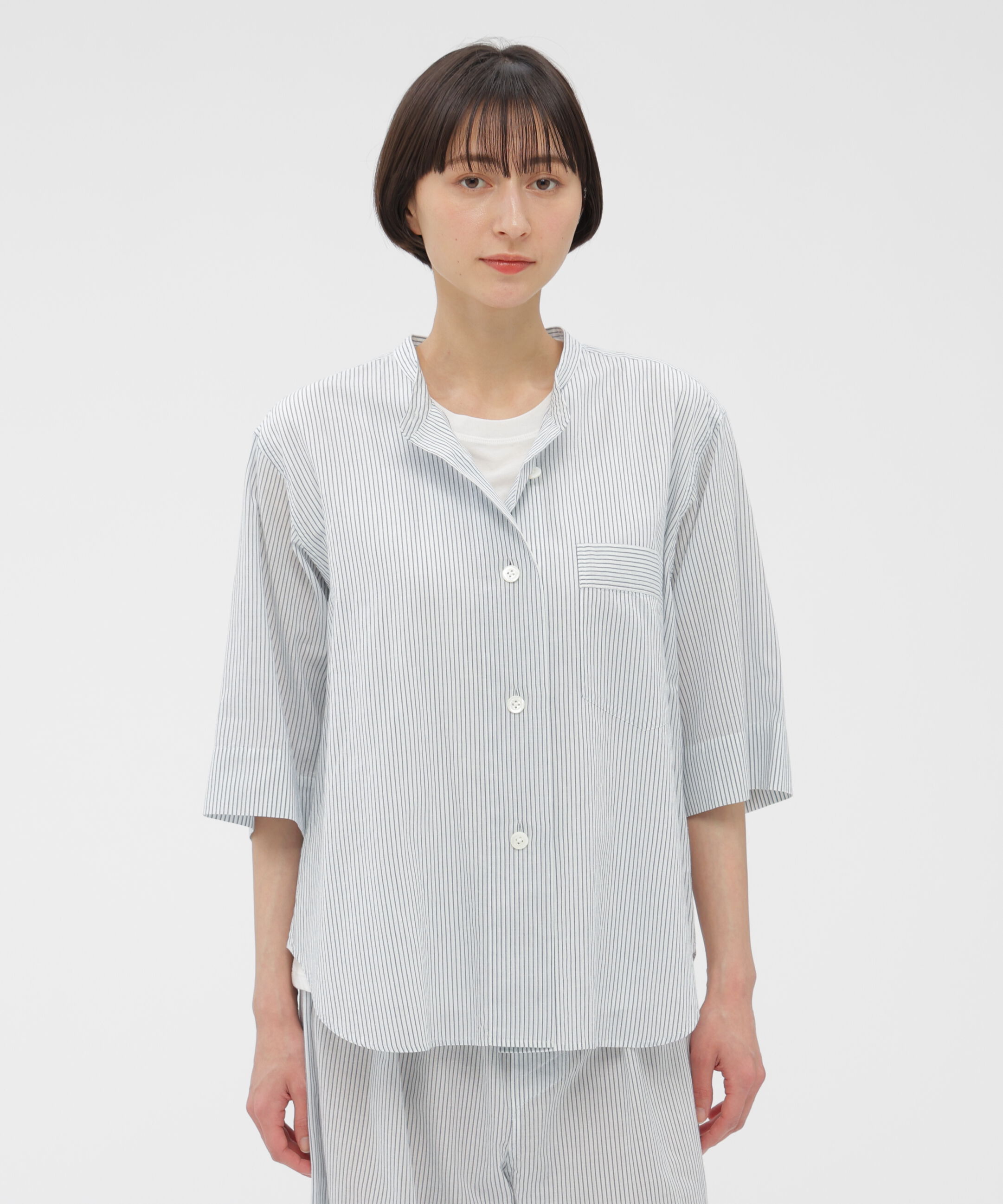 MARGARET HOWELL HOUSEHOLDGOODS「COTTON LINEN MINI STRIPE SHIRT」|シャツ・ブラウス|BLUE/WHITE7