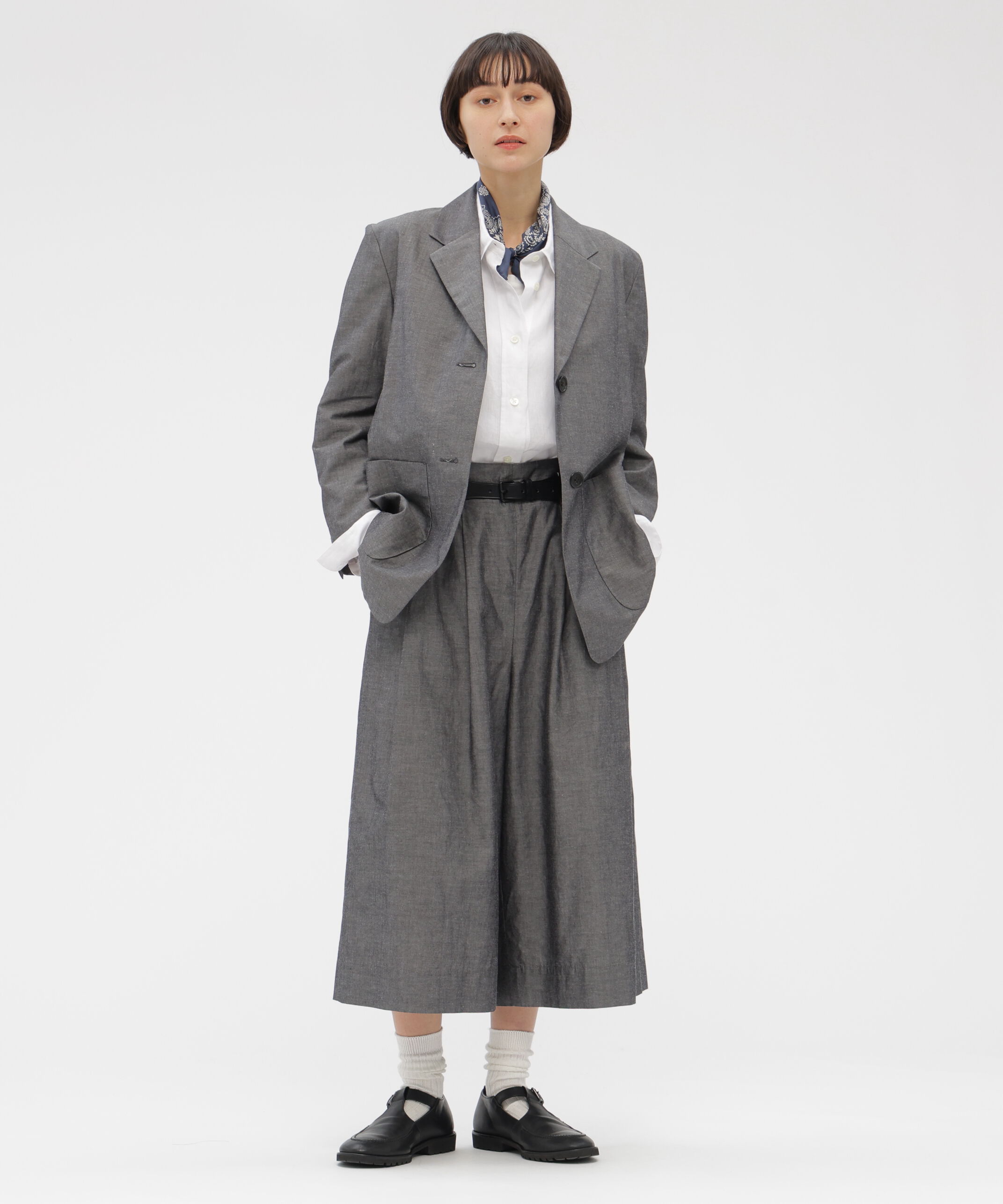  「COTTON RAMIE CHAMBRAY TROUSERS」|キュロット|