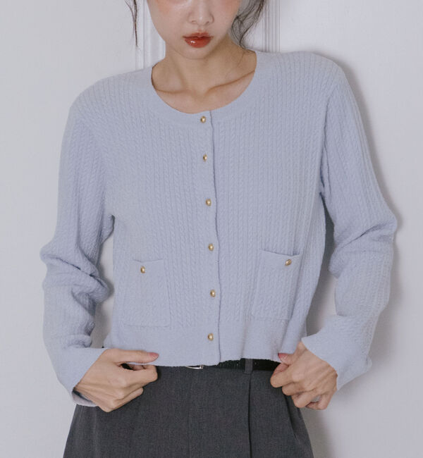 archives「モールケーブル金ボタンニットカーディガン」|カーディガン|BLUE