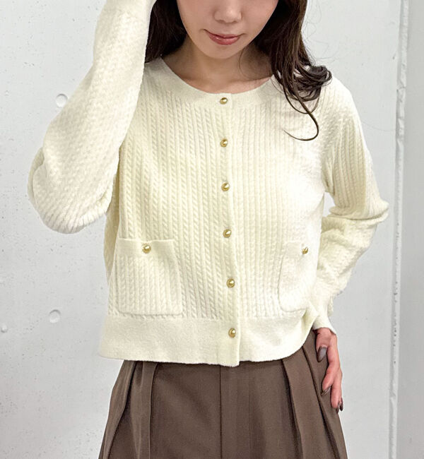 archives「モールケーブル金ボタンニットカーディガン」|カーディガン|