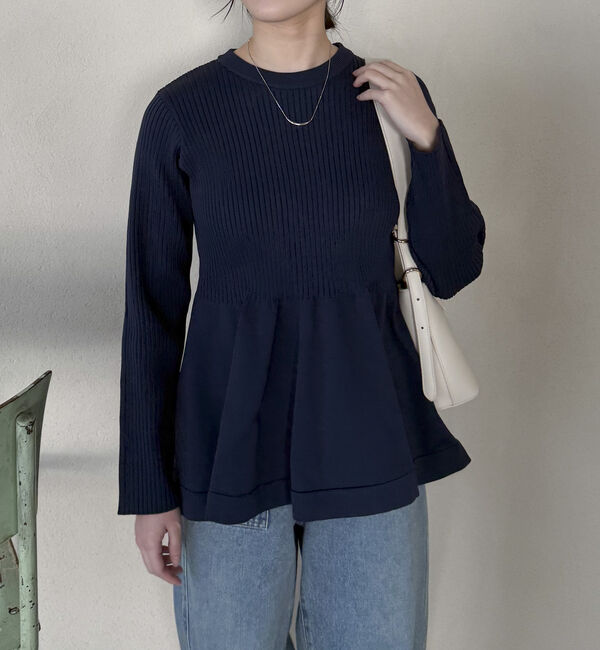 Doux archives「ワイドリブペプラムニットプルオーバー」|ニット・セーター|